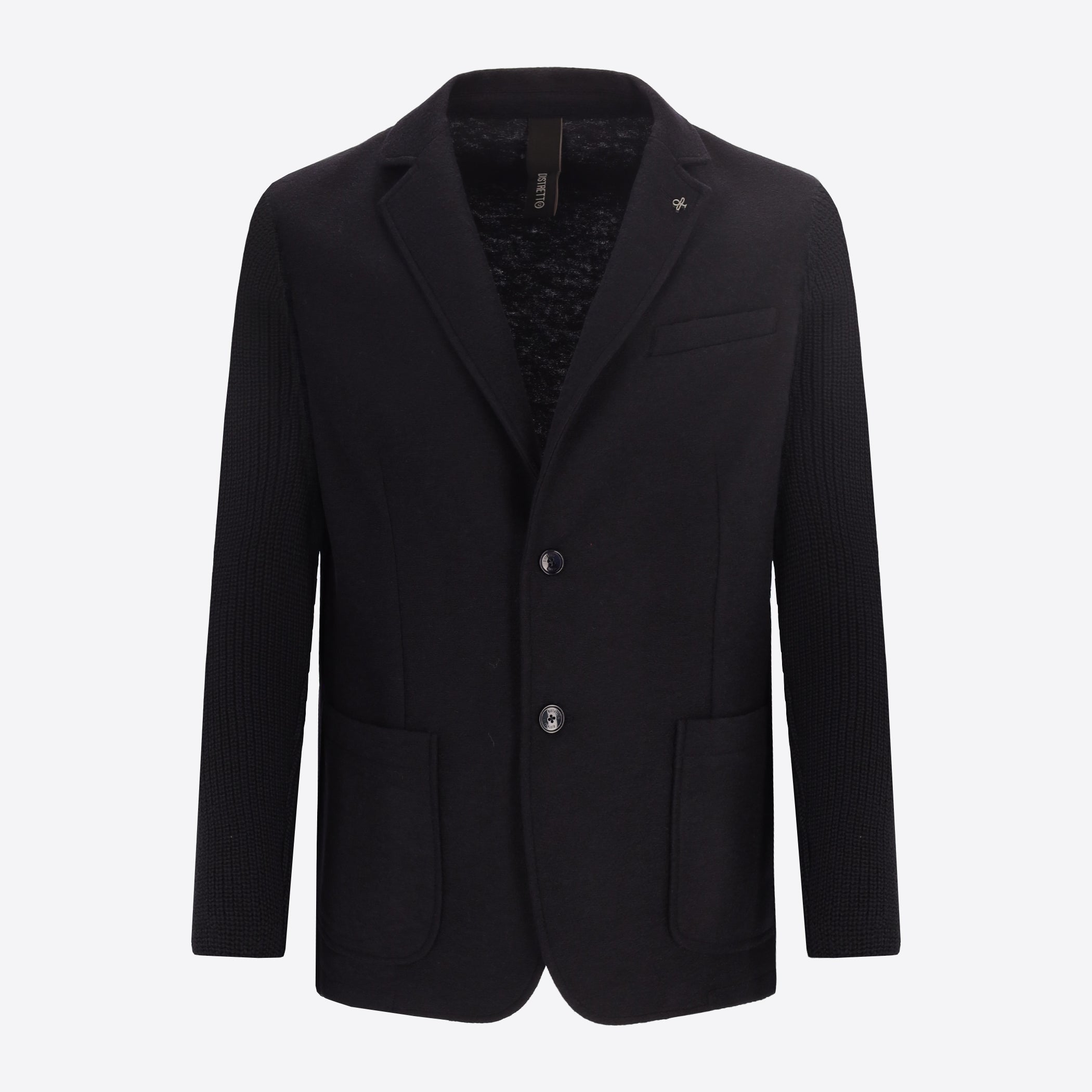Distretto12 Regent Blue Wool-Blend With Knit Sleeves Jacket - Product Still Life