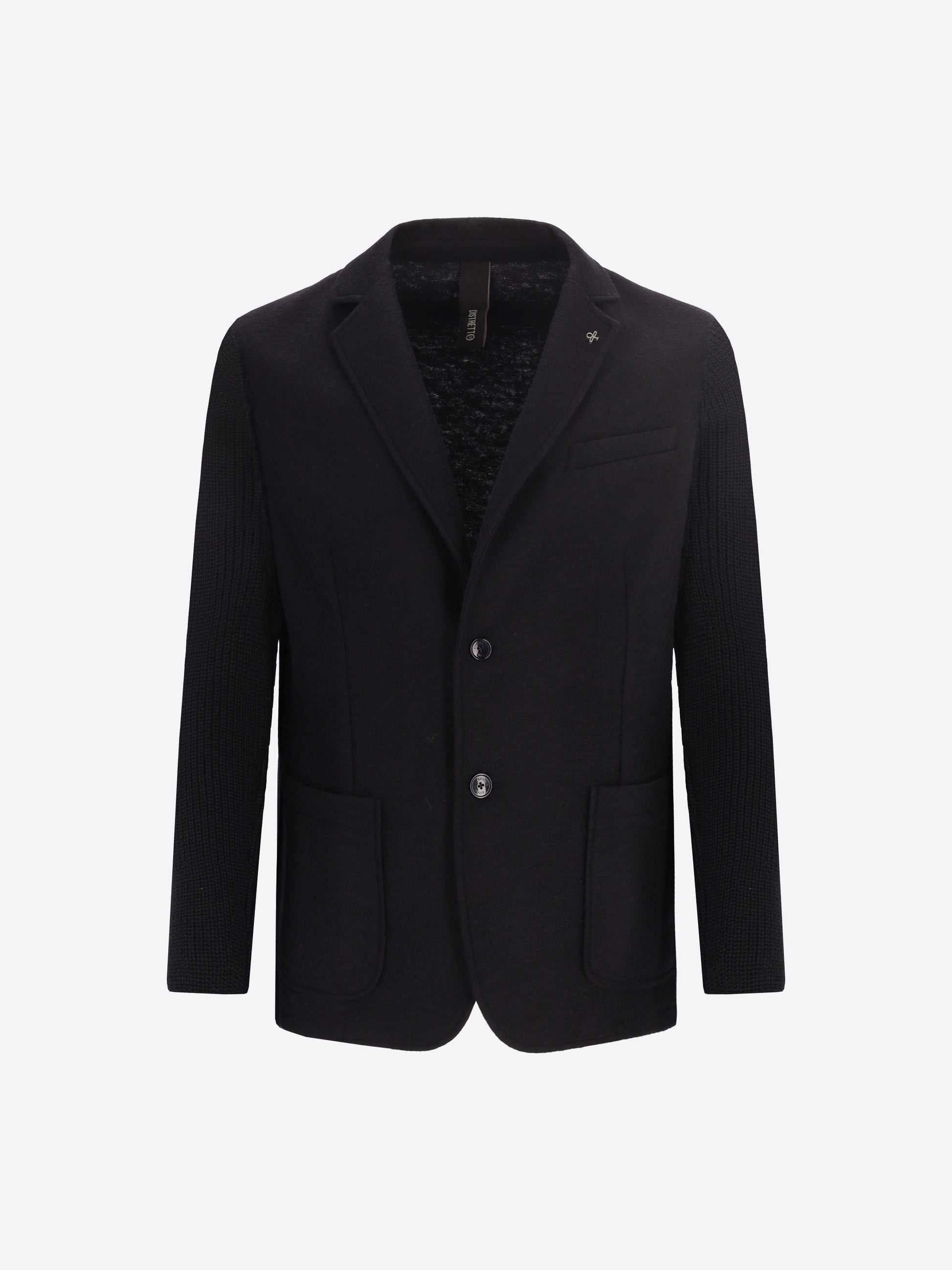 Distretto12 Regent Blue Wool-Blend With Knit Sleeves Jacket - Product Still Life