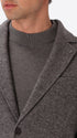 Regent Medium Grey Wool-Blend With Knit Sleeves Jacket - Close-Up Of The Collar