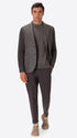 Regent Medium Grey Wool-Blend With Knit Sleeves Jacket - Model Full Body Shot
