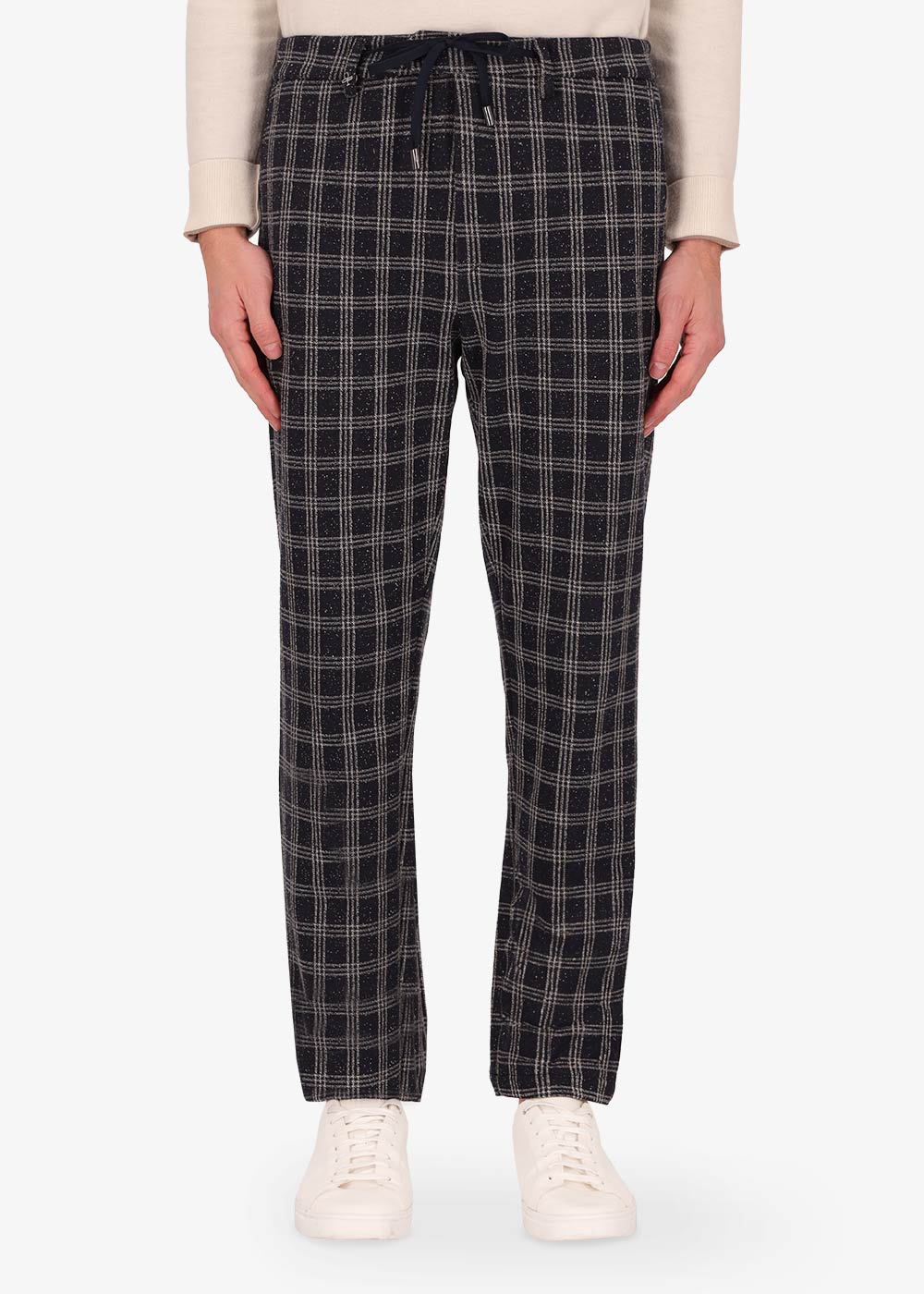 York Atelier Trousers Stretch Jersey 3D Checked Effect