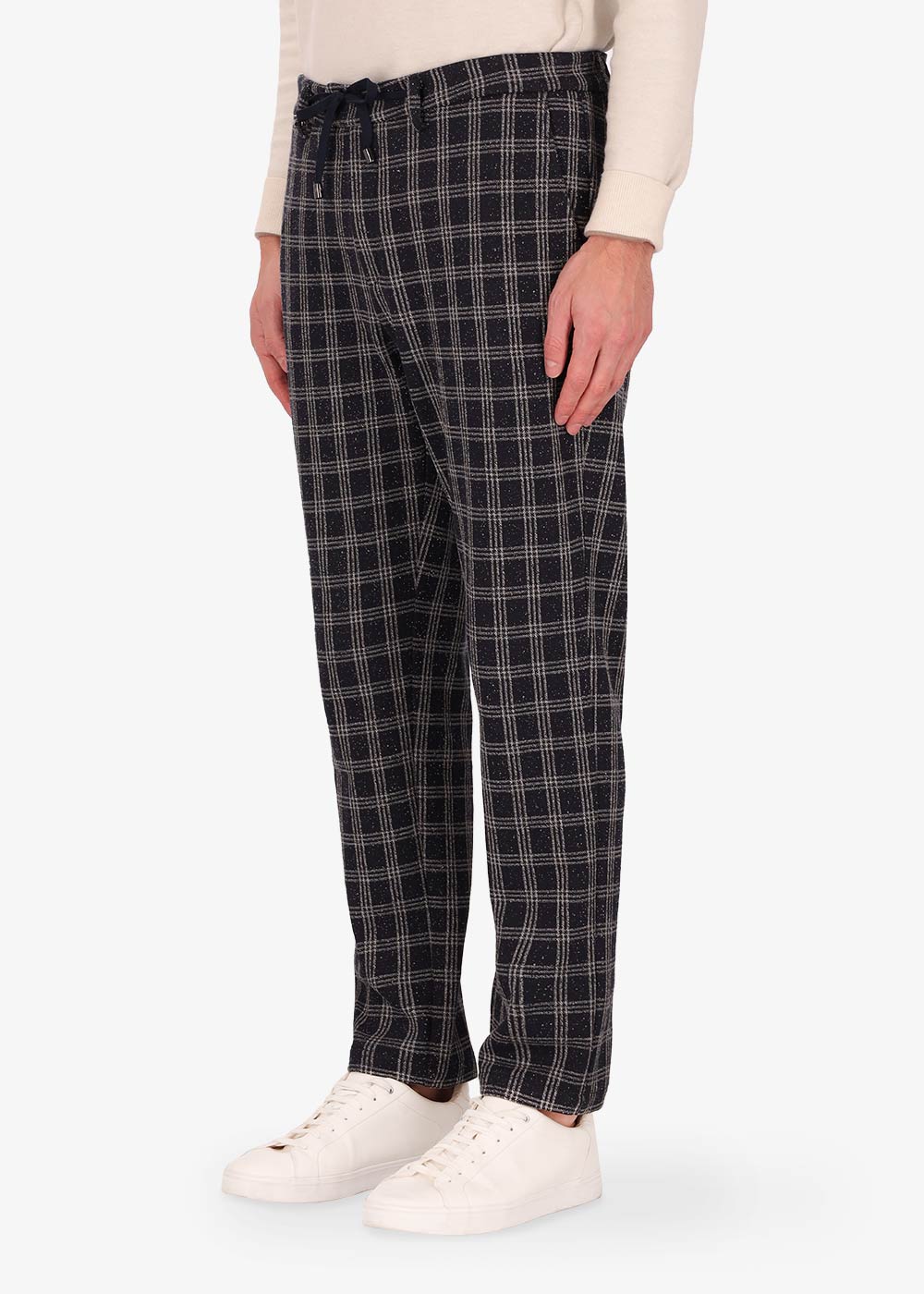 York Atelier Trousers Stretch Jersey 3D Checked Effect