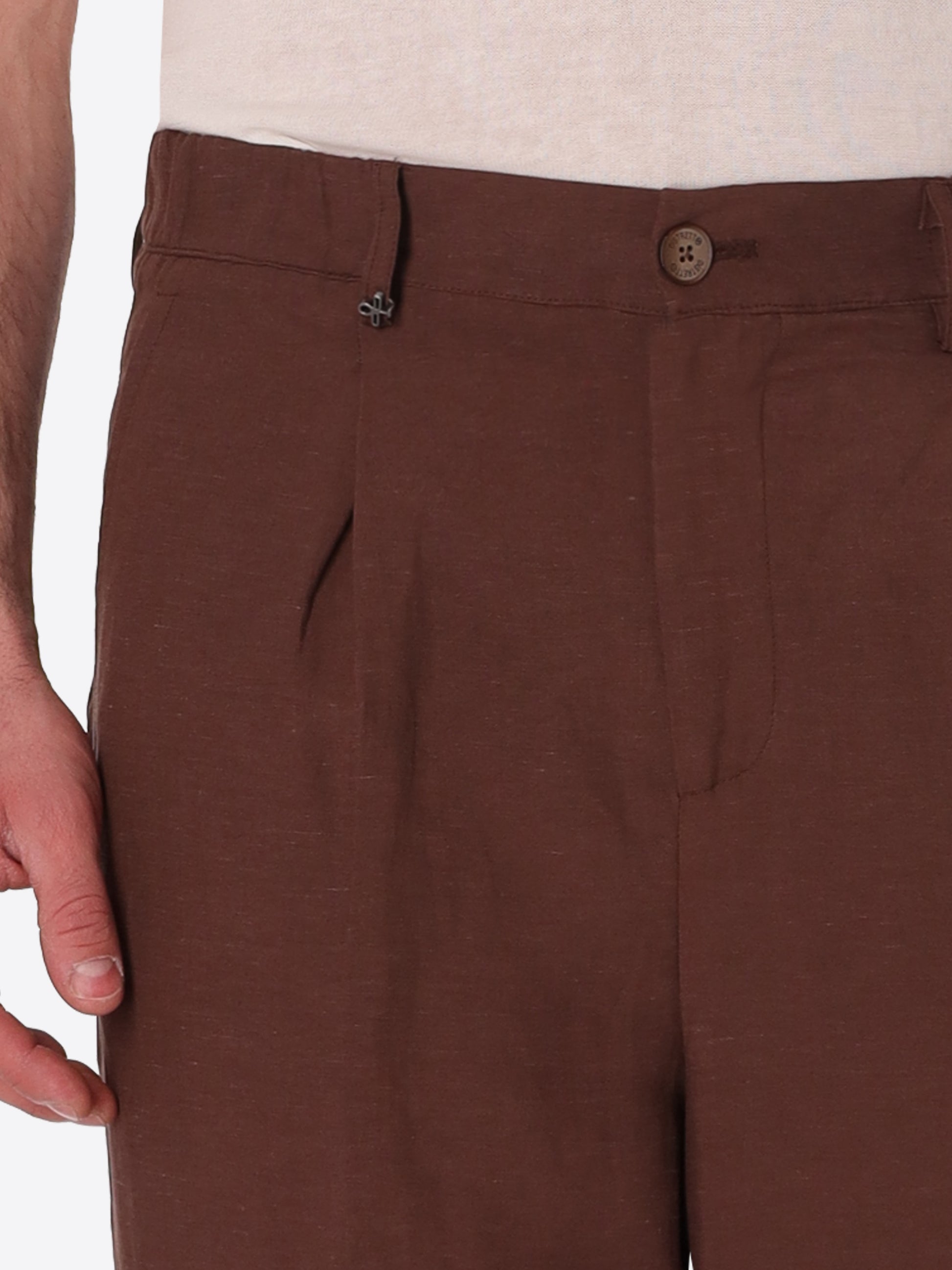 Ban Trousers Alloro In Lightweight Linen-Viscose Fabric
