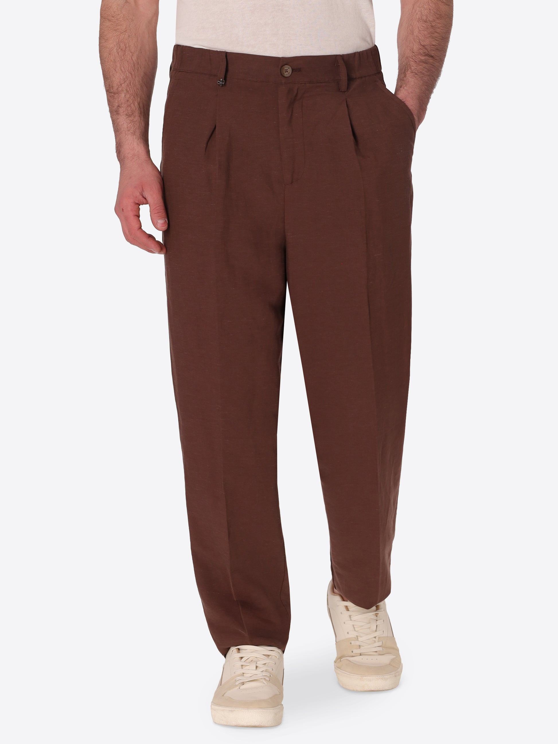 Ban Trousers Alloro In Lightweight Linen-Viscose Fabric