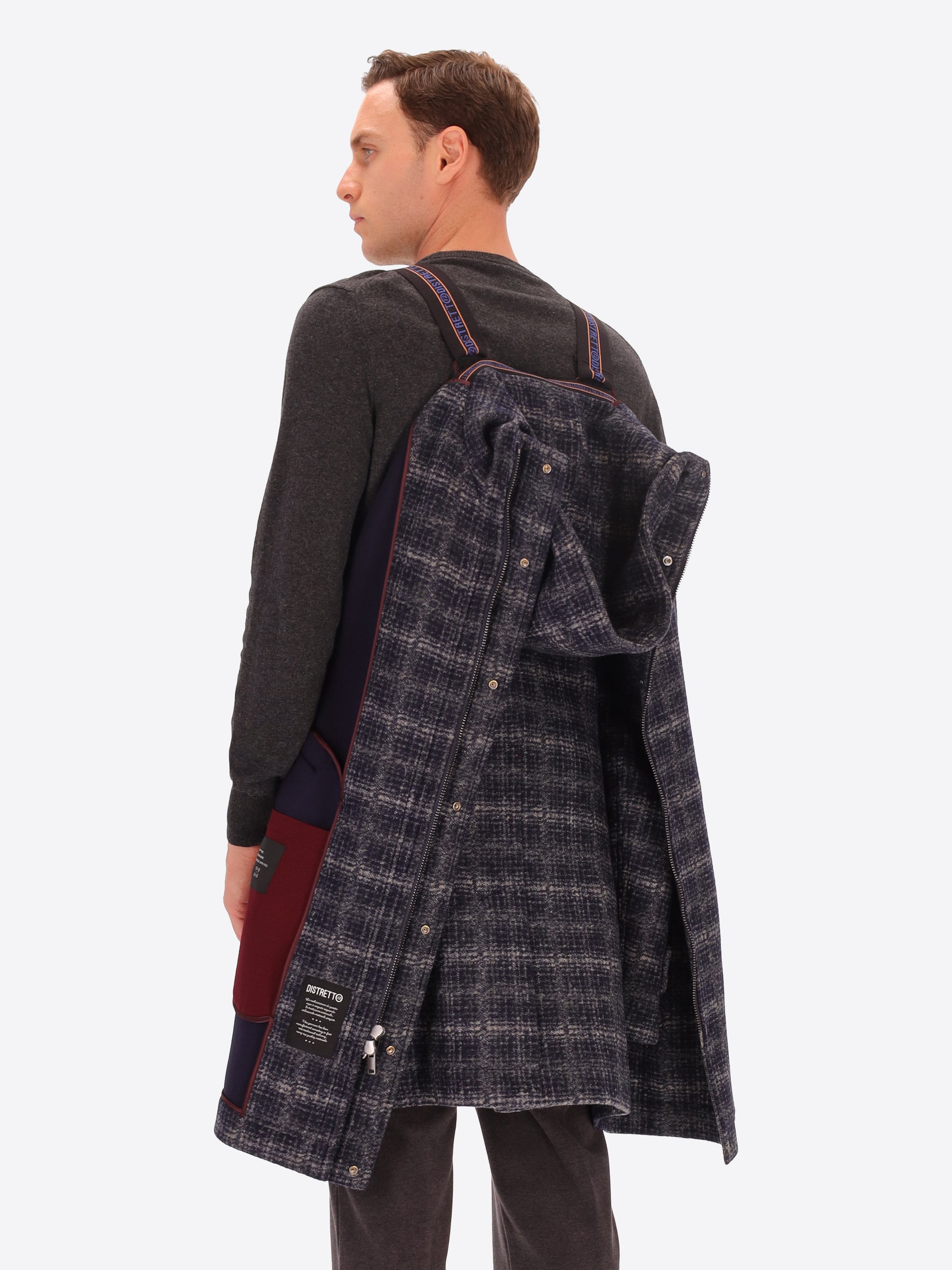 Parka Leeds in Lana Cotta con Disegno Tartan