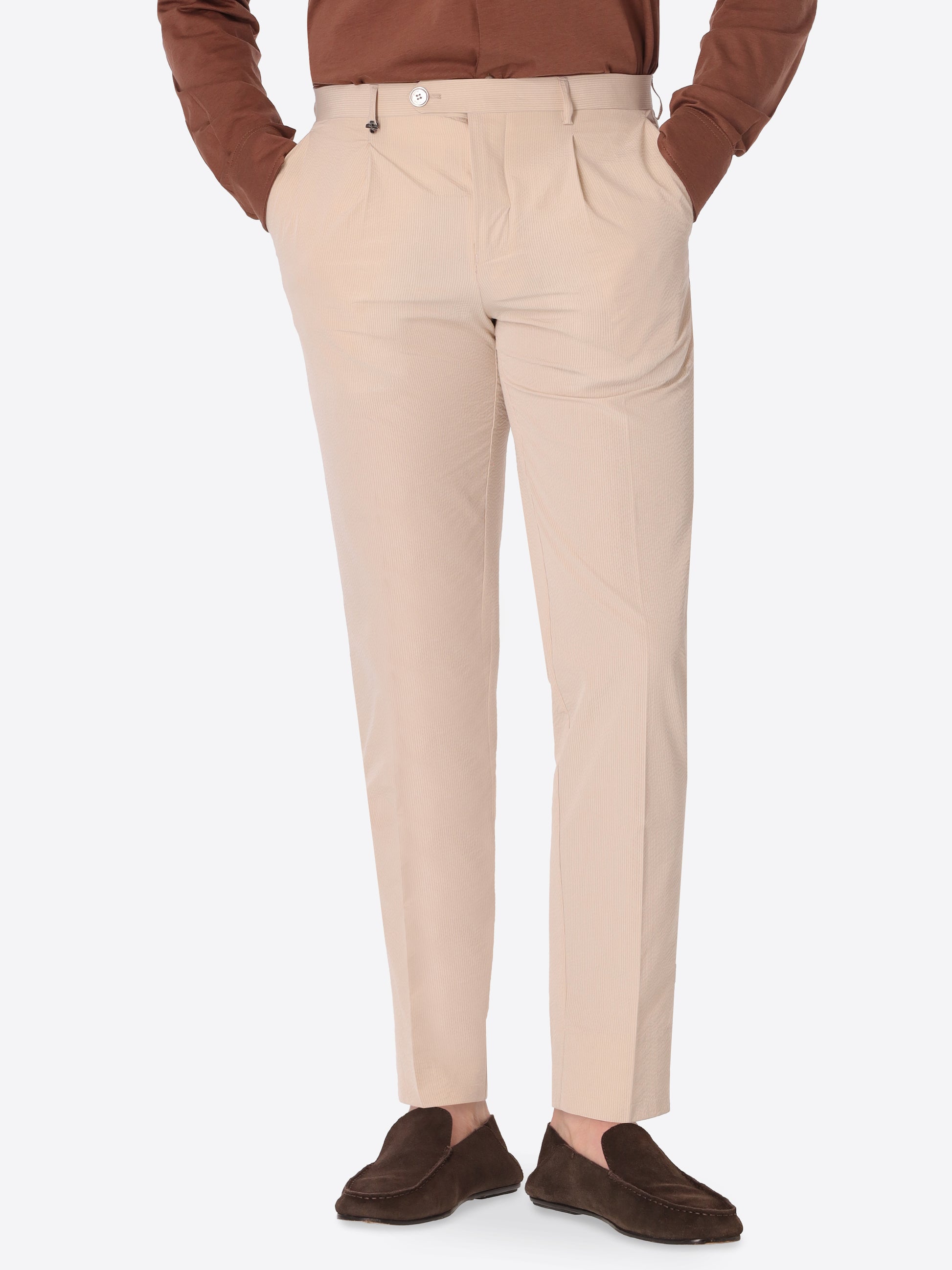 Arezzo Tailoring-Hose Carrot Fit Mit Bundfalte Aus Super-Comfort Feinstruktur-Streifen-Gewebe