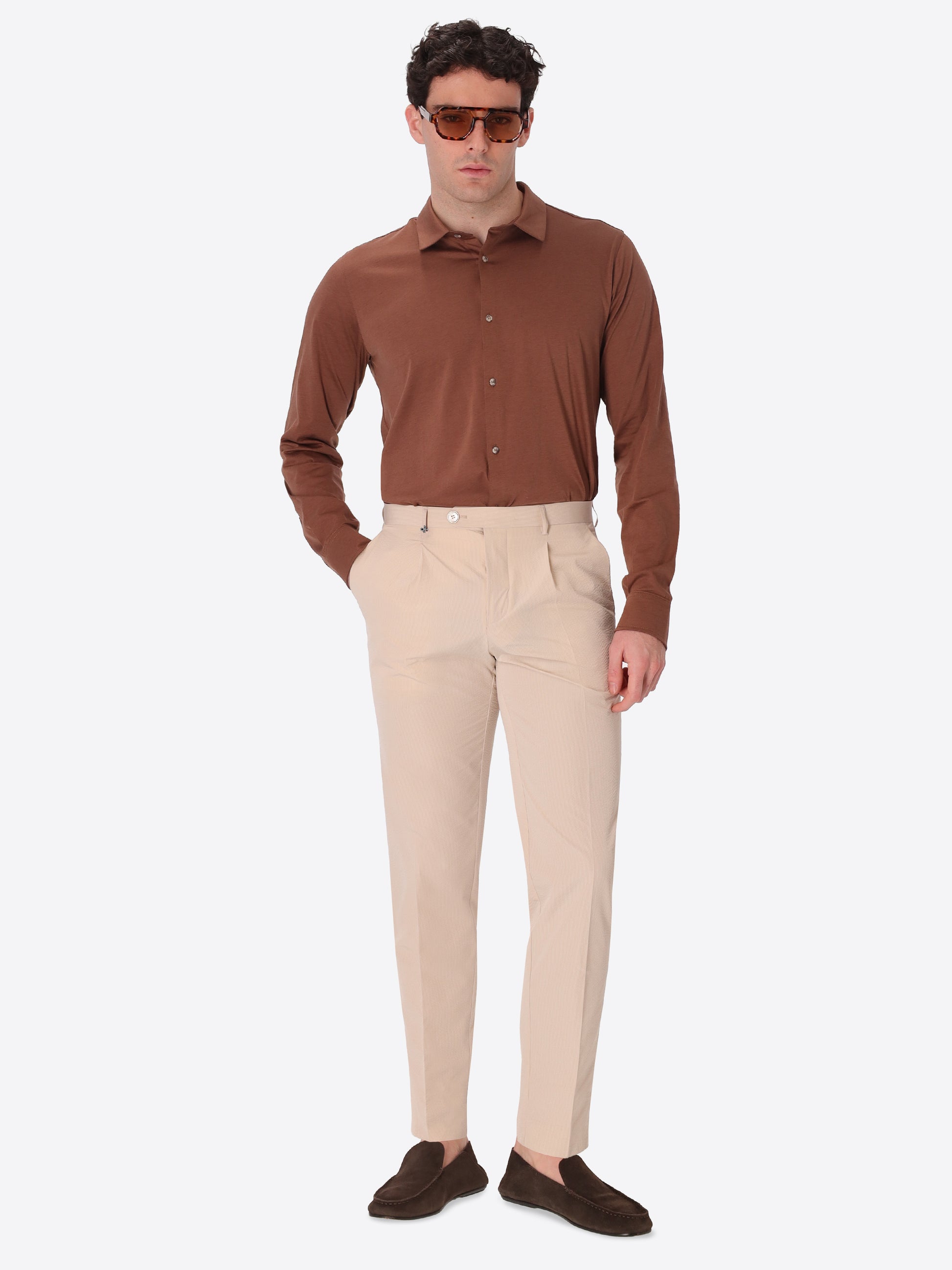 Arezzo Tailoring-Hose Carrot Fit Mit Bundfalte Aus Super-Comfort Feinstruktur-Streifen-Gewebe