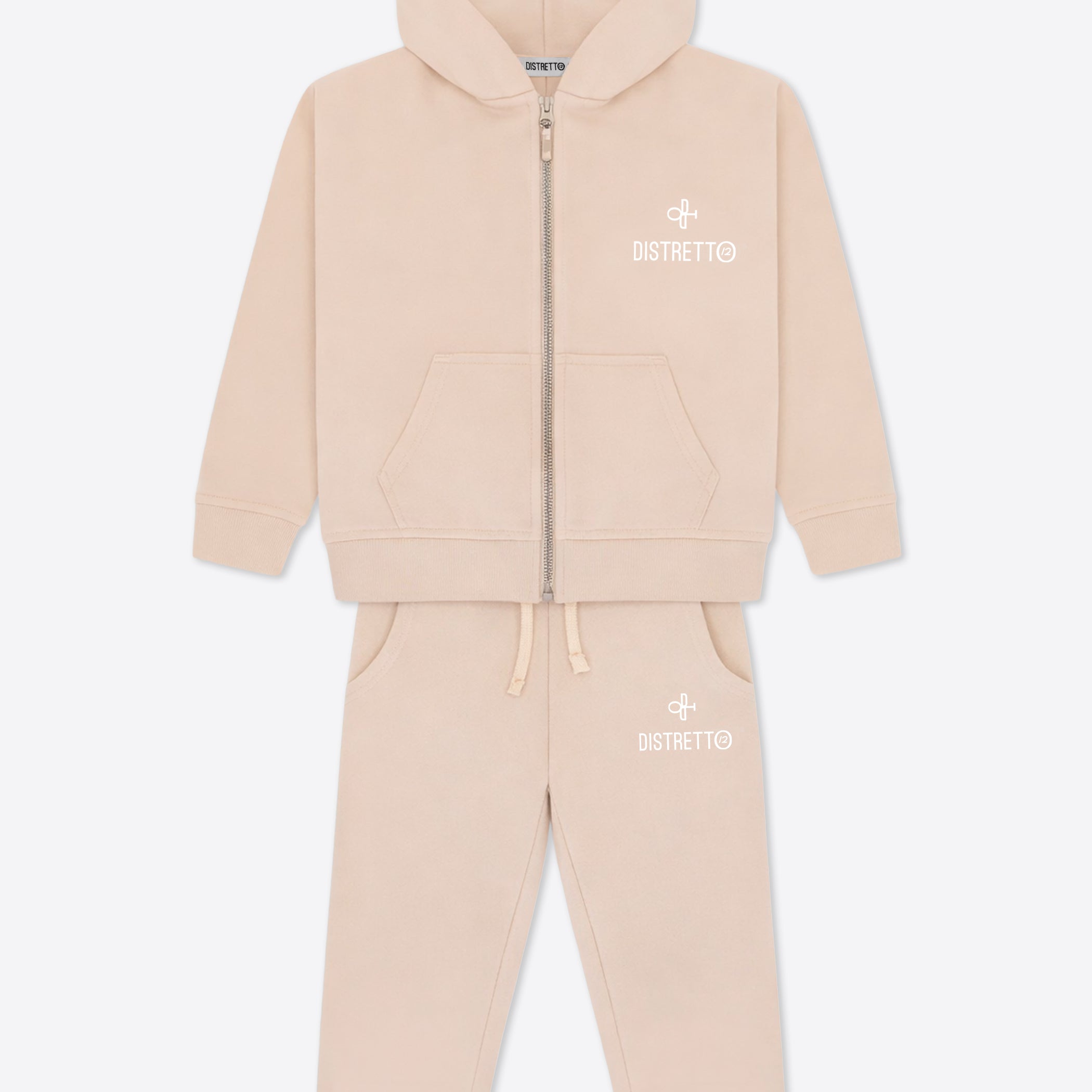 Kinder Trainingsanzug Creme aus Baumwolle – Hoodie mit Reißverschluss & Hose