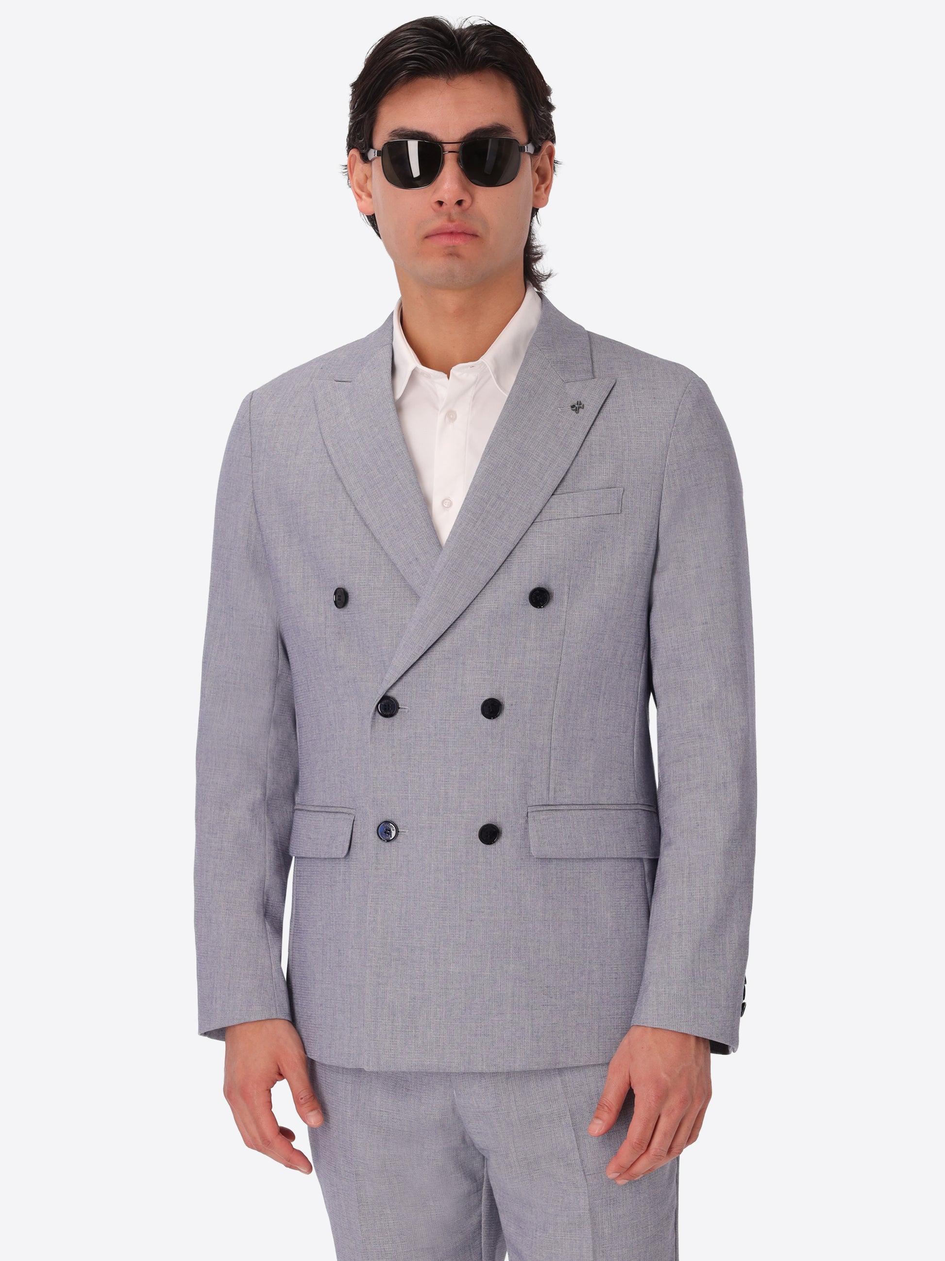 Melange Viscose-Blend Double-Breasted Jacket Acanto