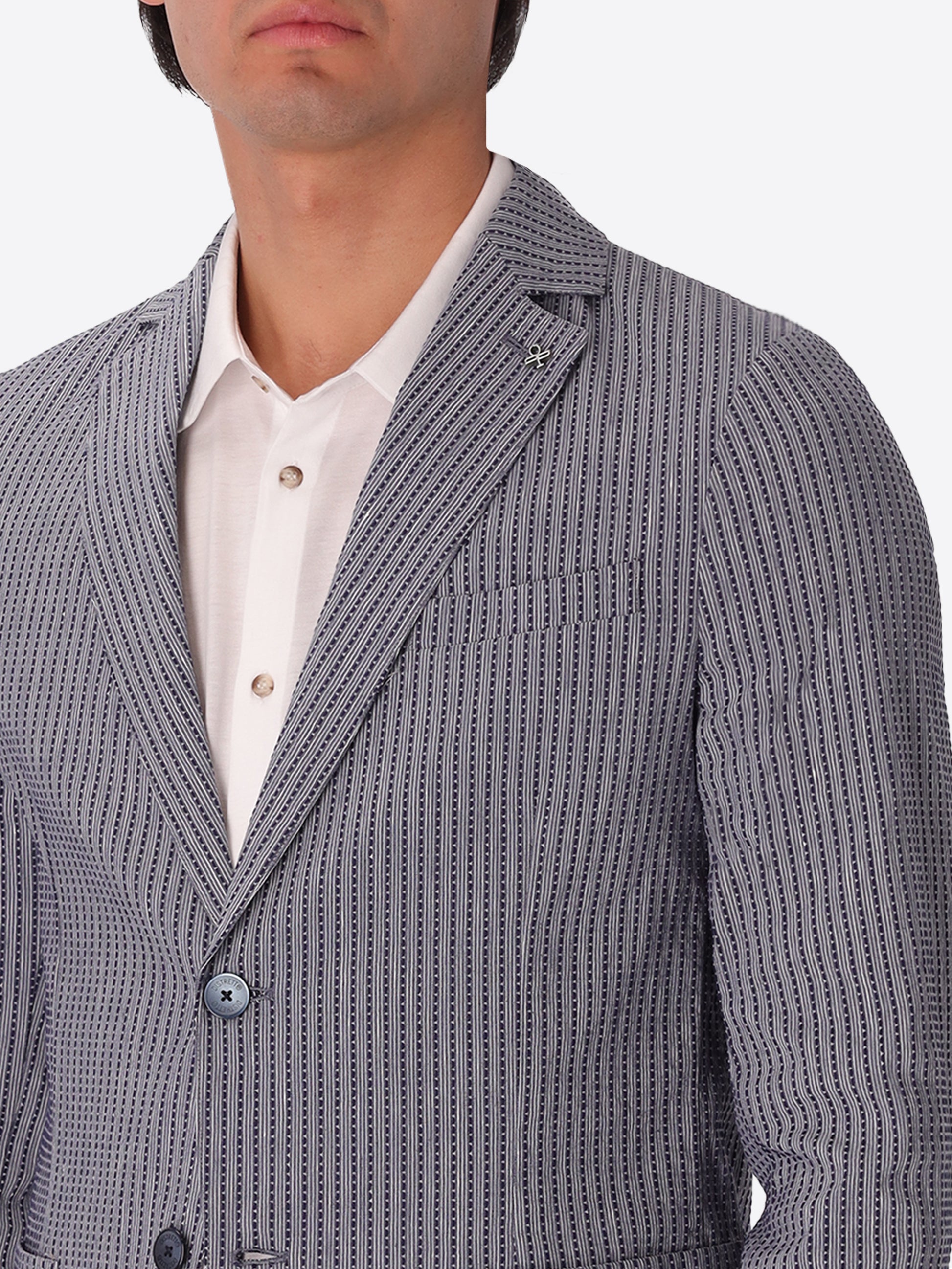 Jacket Acero In Super-Stretch Embossed Alternating Stripe Fabric