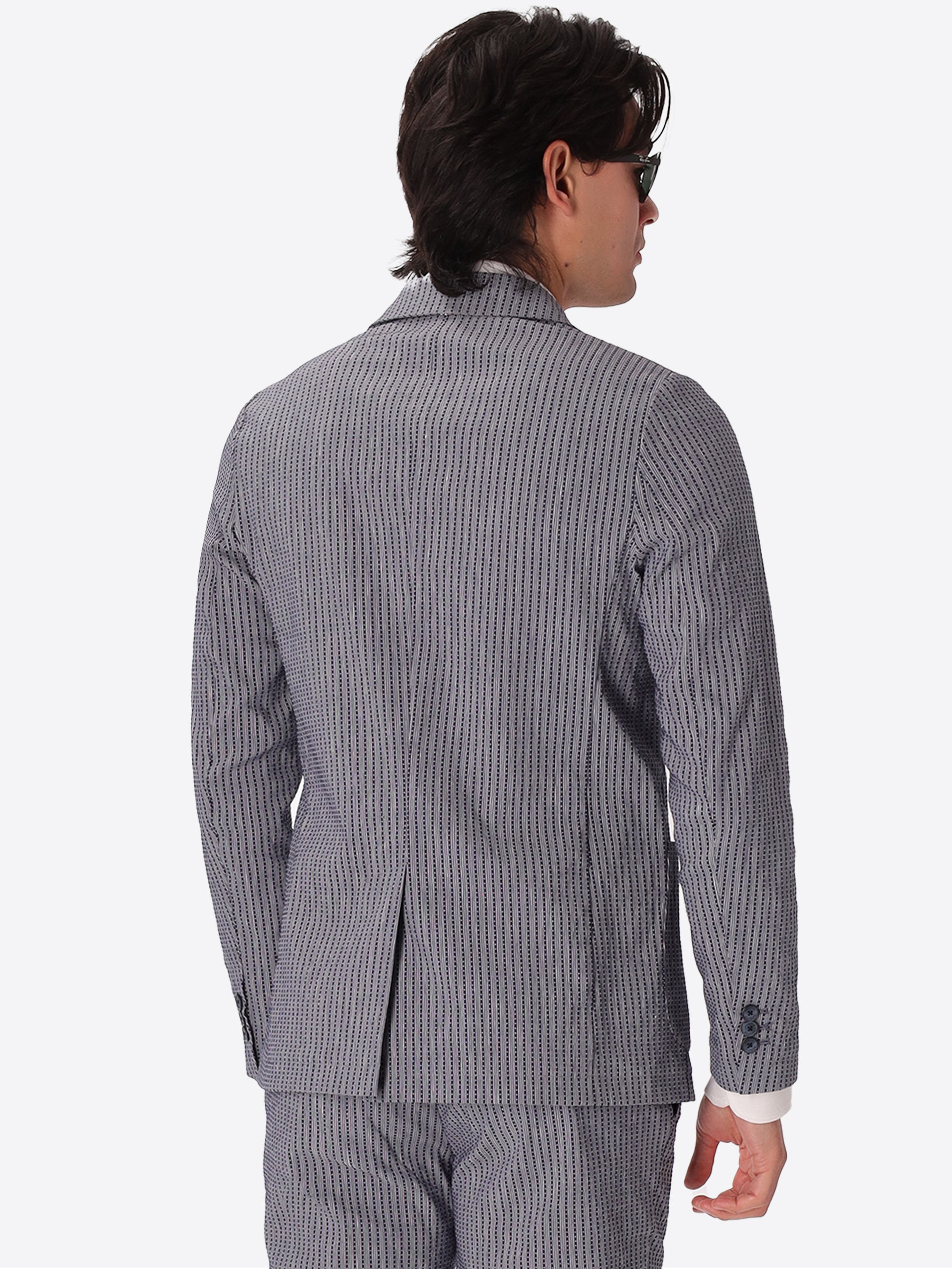 Jacket Acero In Super-Stretch Embossed Alternating Stripe Fabric