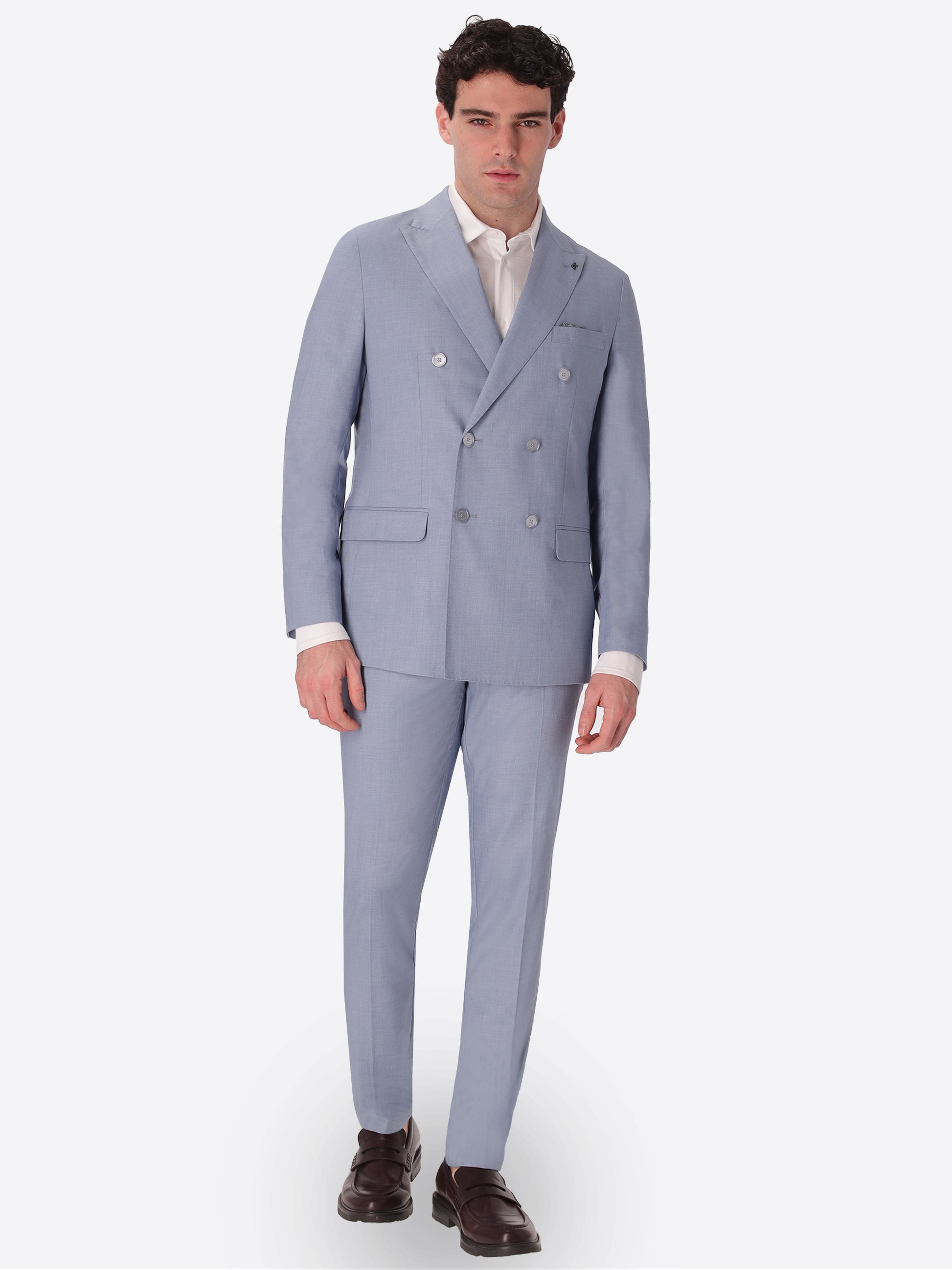 Double-Breasted Semi-Tailored Jacket Alabastro In Super-Comfort Cool Wool Effect Fabric