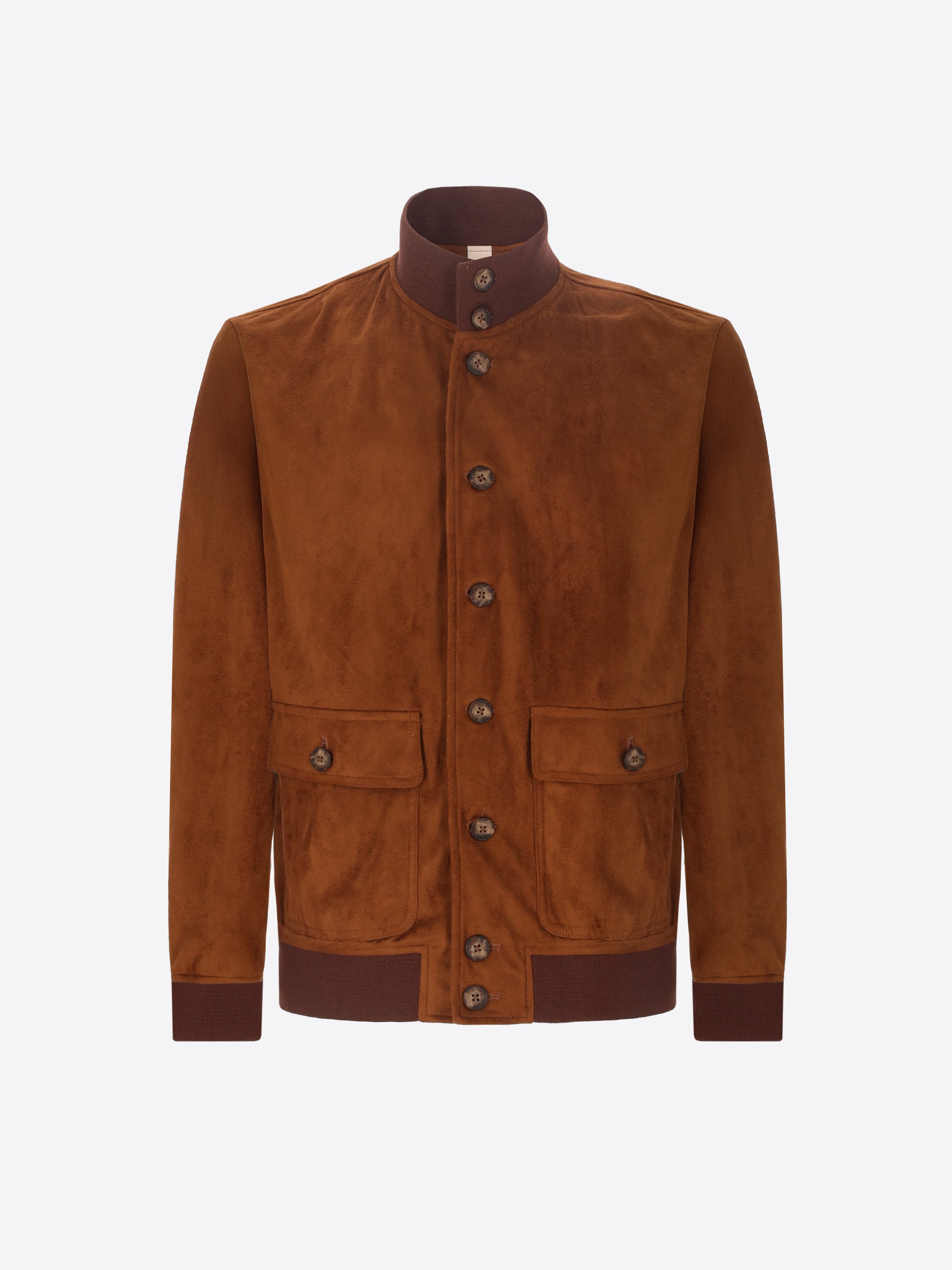 Bomber Albero In Tessuto Eco Suede Accoppiato Con Jersey Melange