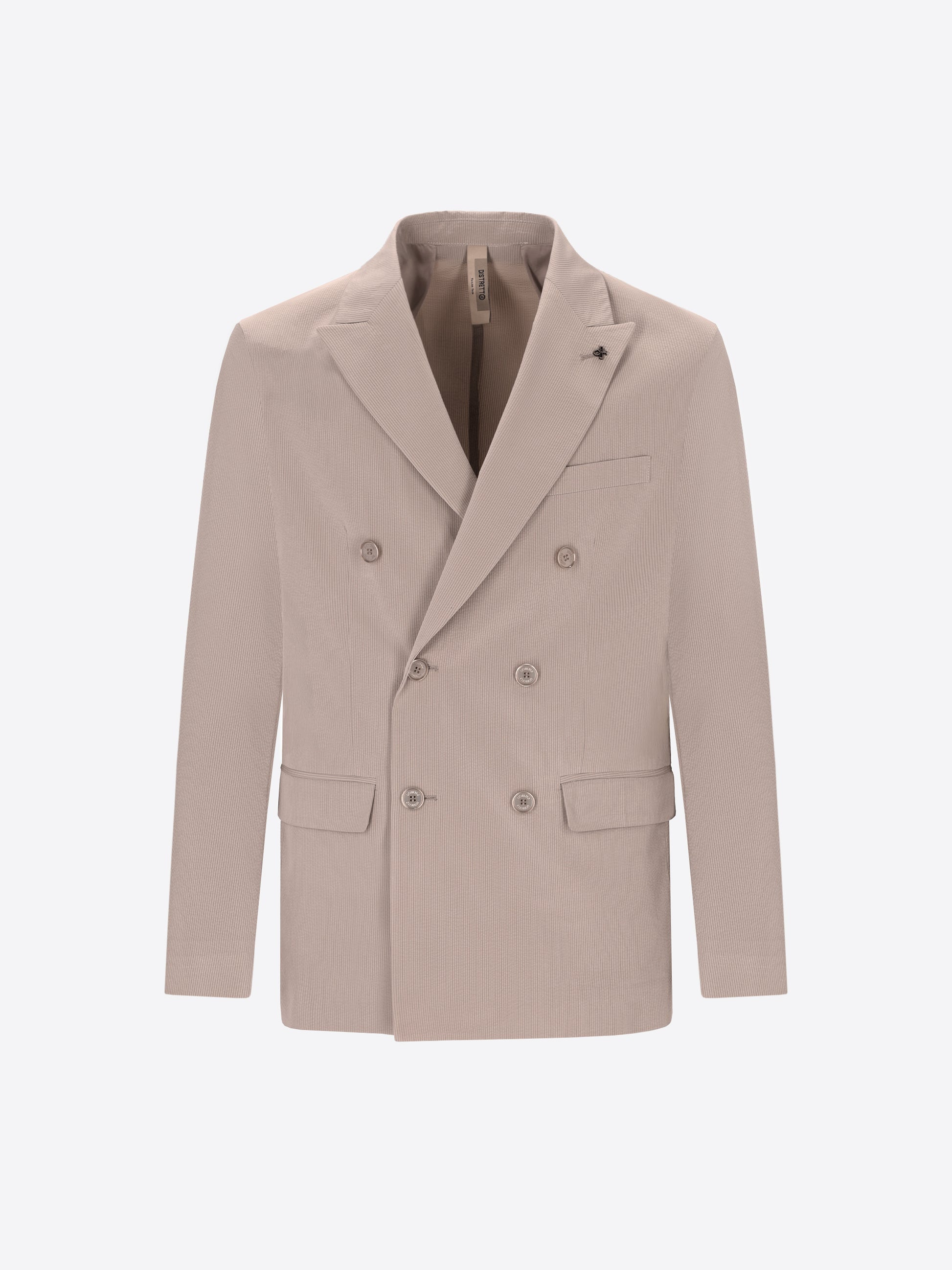 Giacca Doppiopetto Semi Sartoriale Arezzo In Tessuto Goffrato A Righe Sottili Super Comfort