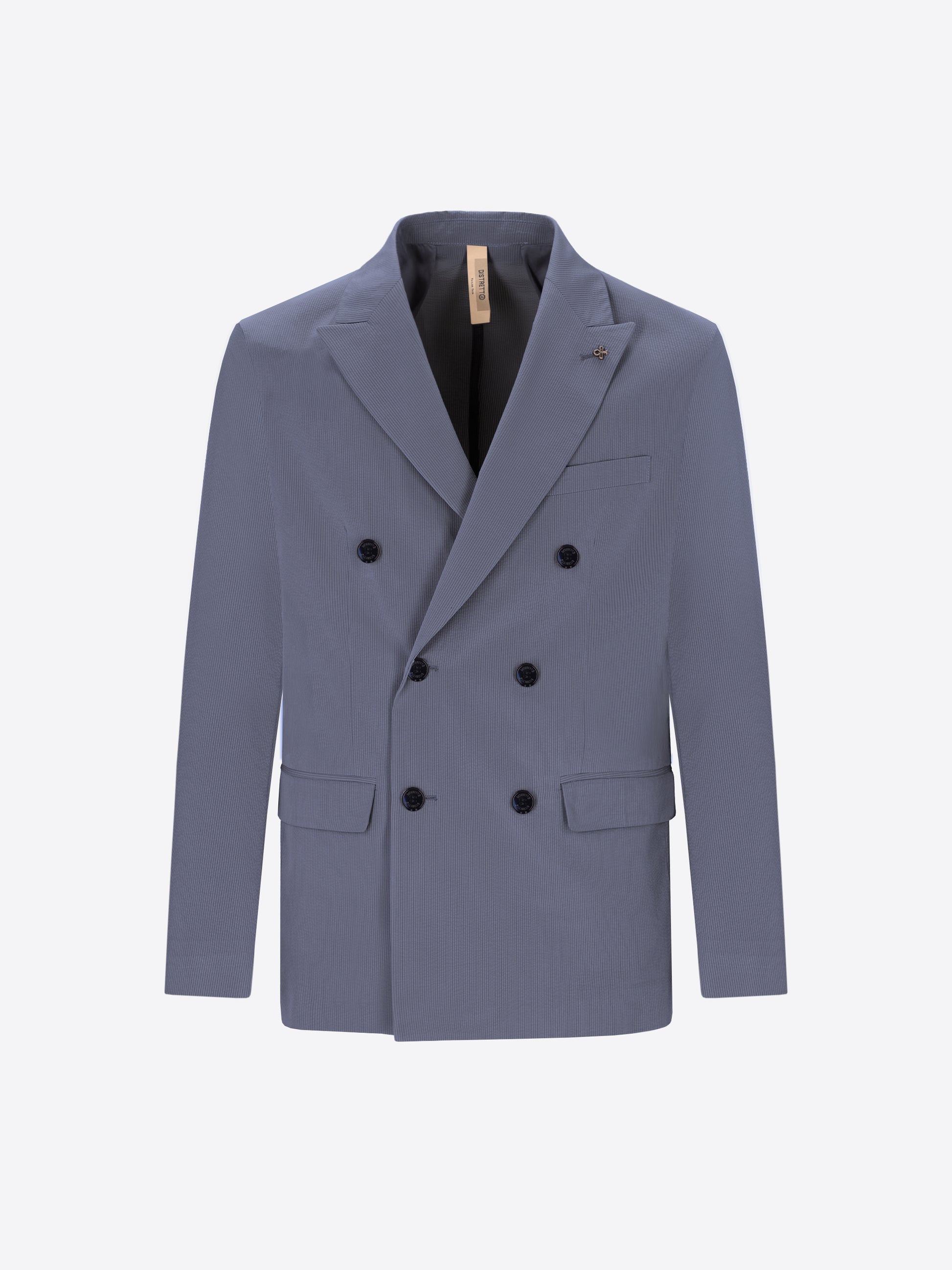 Giacca Doppiopetto Semi Sartoriale Arezzo In Tessuto Goffrato A Righe Sottili Super Comfort
