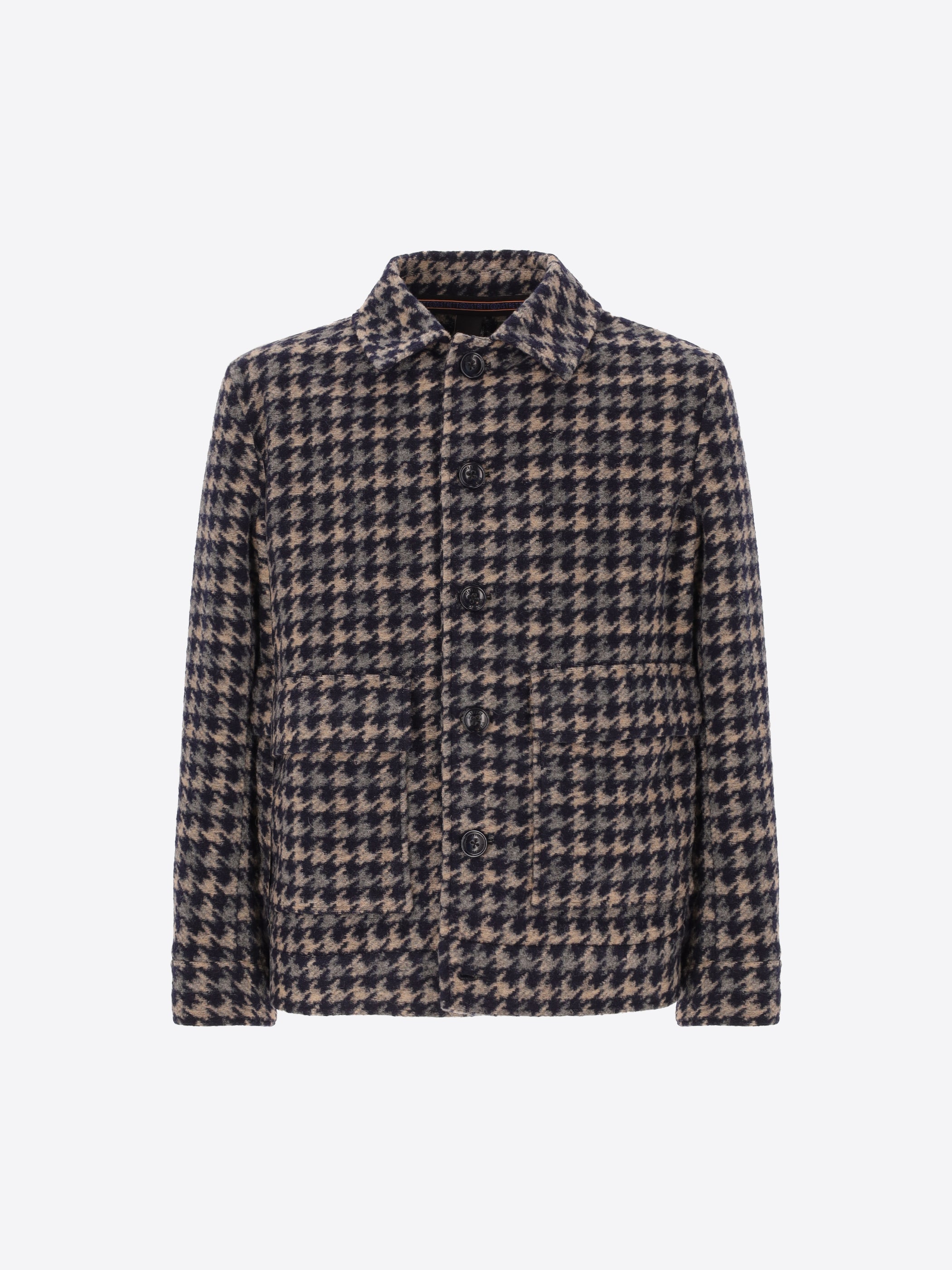 Cardiff Aviator-Jacke aus Nadelvlies-Wollmischung mit Hahnentrittmuster