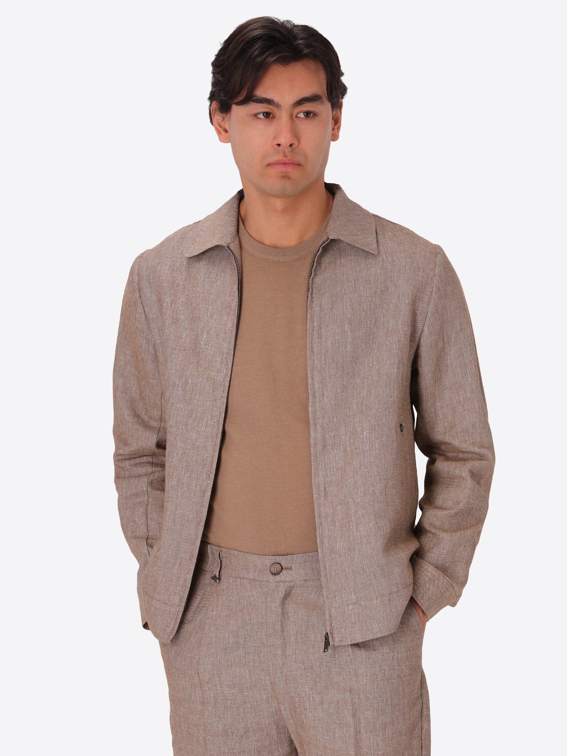 Certo Aviatorjacke Aus Weichem Leinenmischgewebe