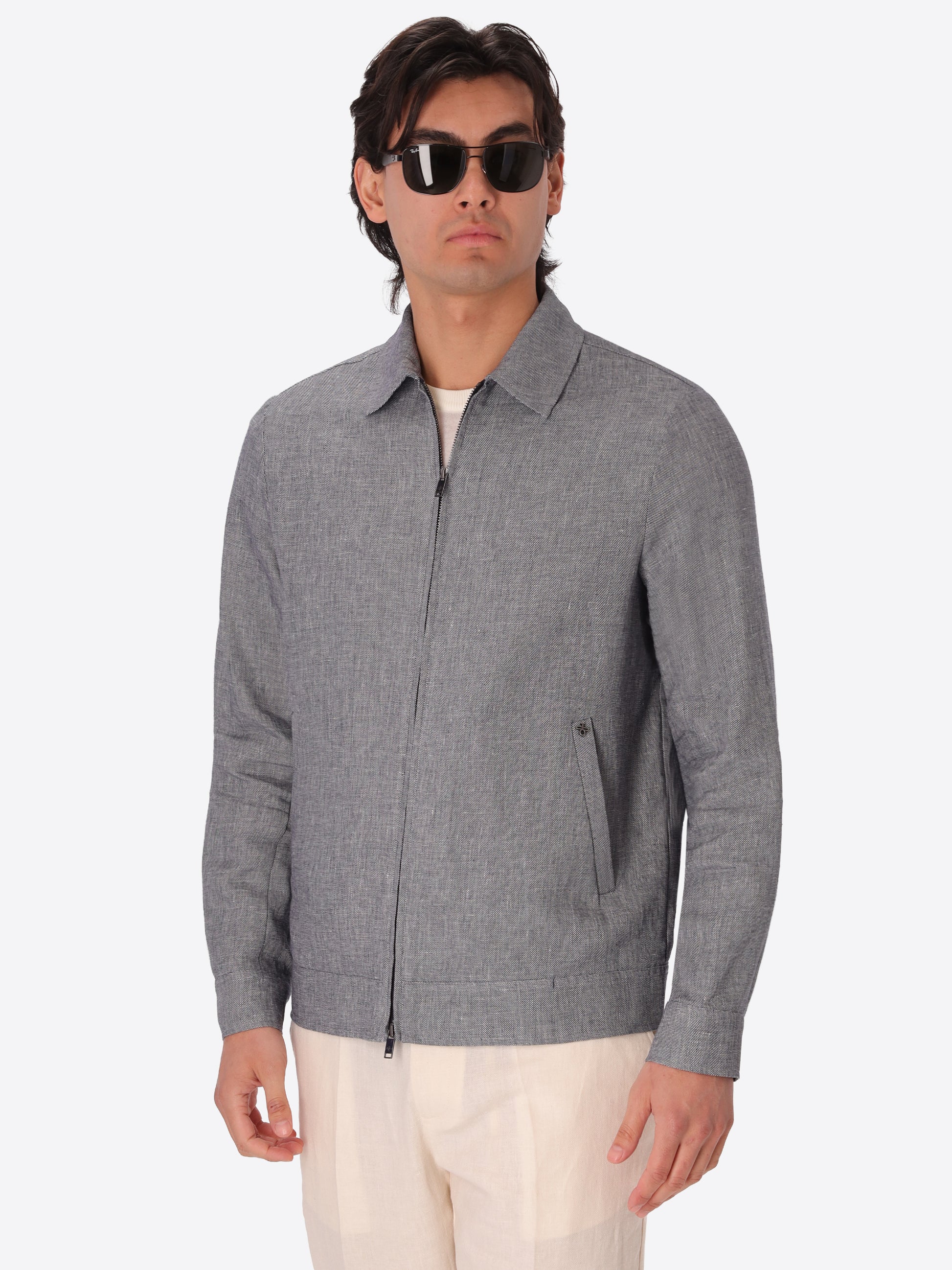 Certo Aviatorjacke Aus Weichem Leinenmischgewebe