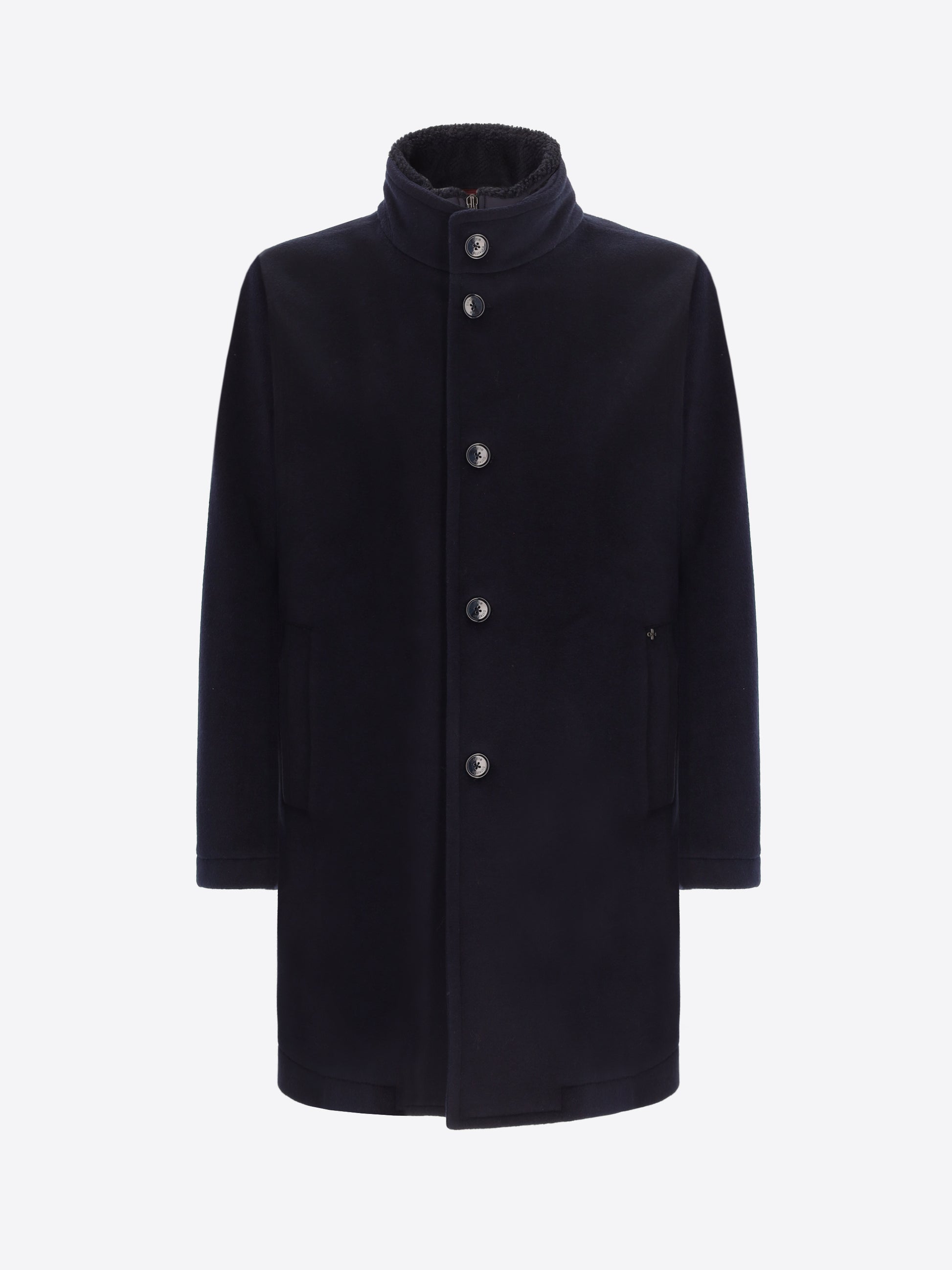 Cappotto Manchester in Panno Misto Lana Super Comfort con Pettorina a Collo Alto Staccabile