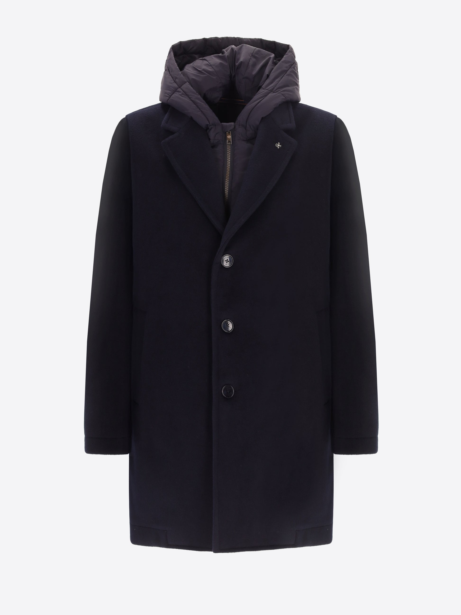 Super-Comfort Wool-Blend Coat Manchester with Detachable Hood Insert