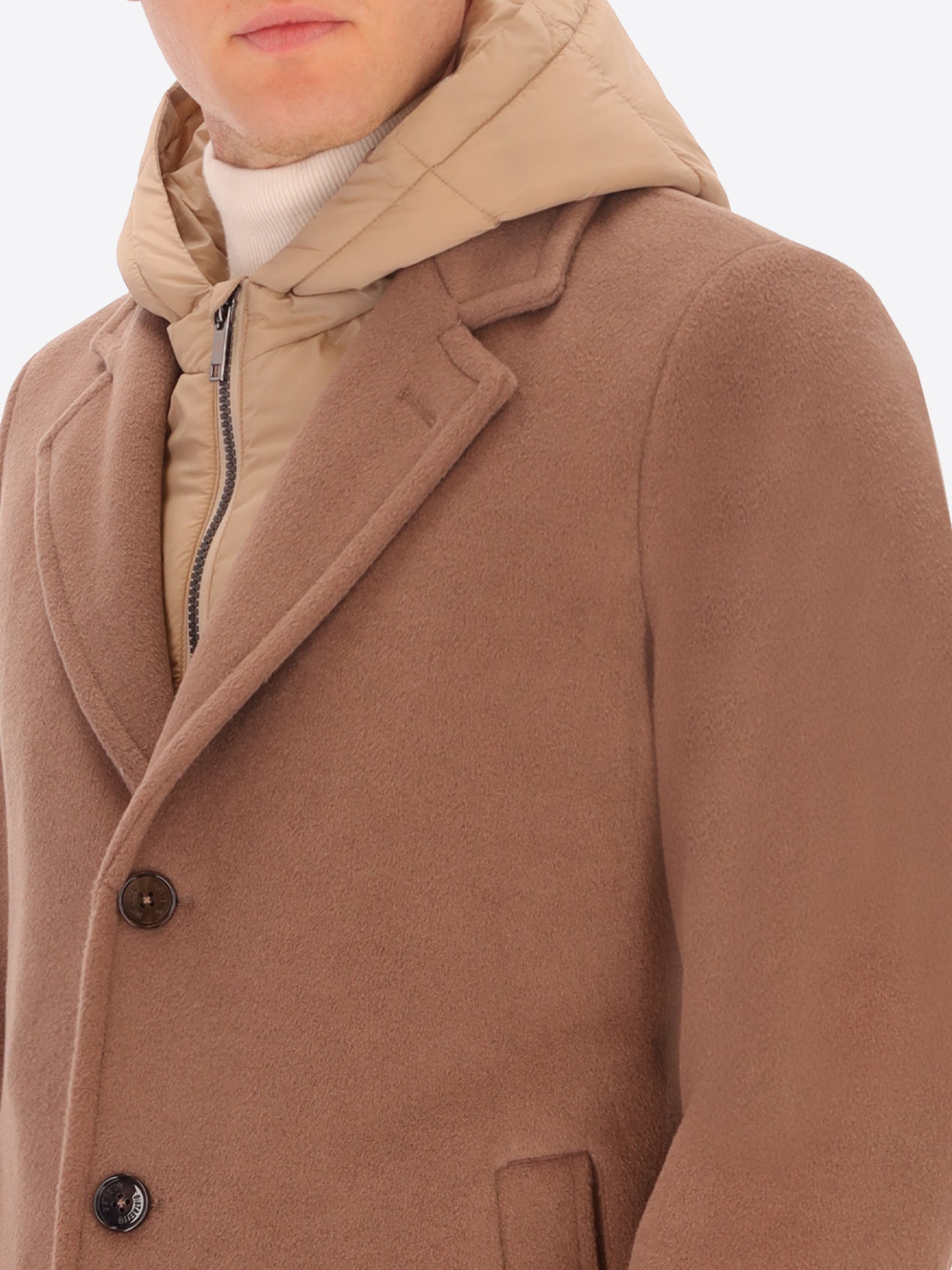Super-Comfort Wool-Blend Coat Manchester with Detachable Hood Insert