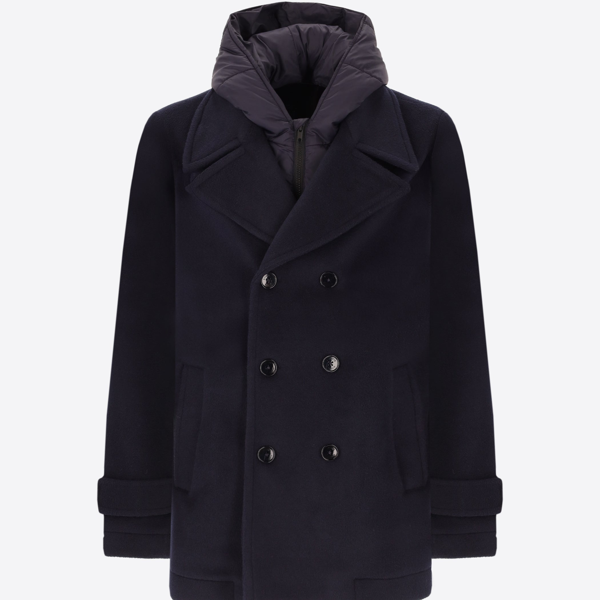 Super-Comfort Wool-Blend Peacoat Manchester with Detachable Bib
