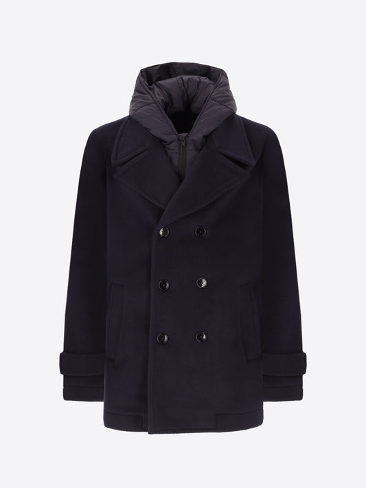 Super-Comfort Wool-Blend Peacoat Manchester with Detachable Hood Insert