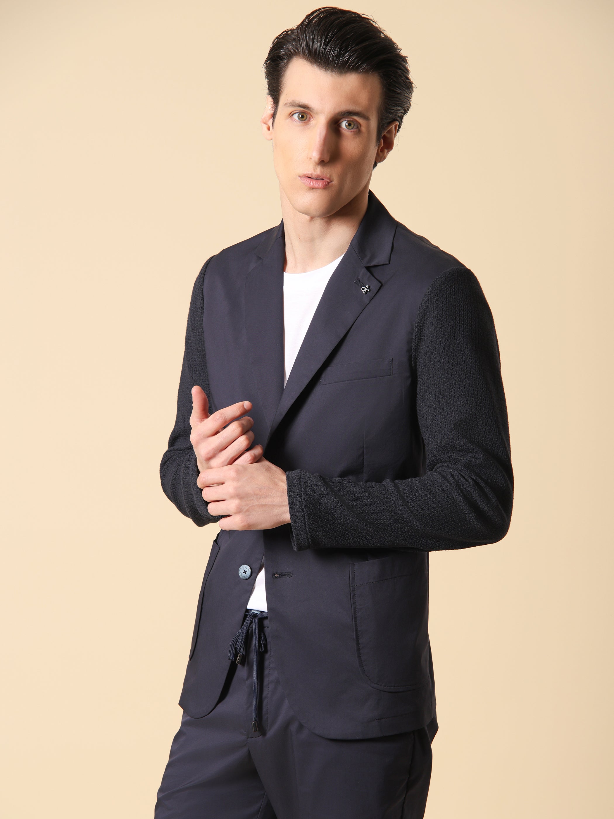 Jacket Orzo In Ultralight Cotton-Nylon Fabric With Jersey Sleeves