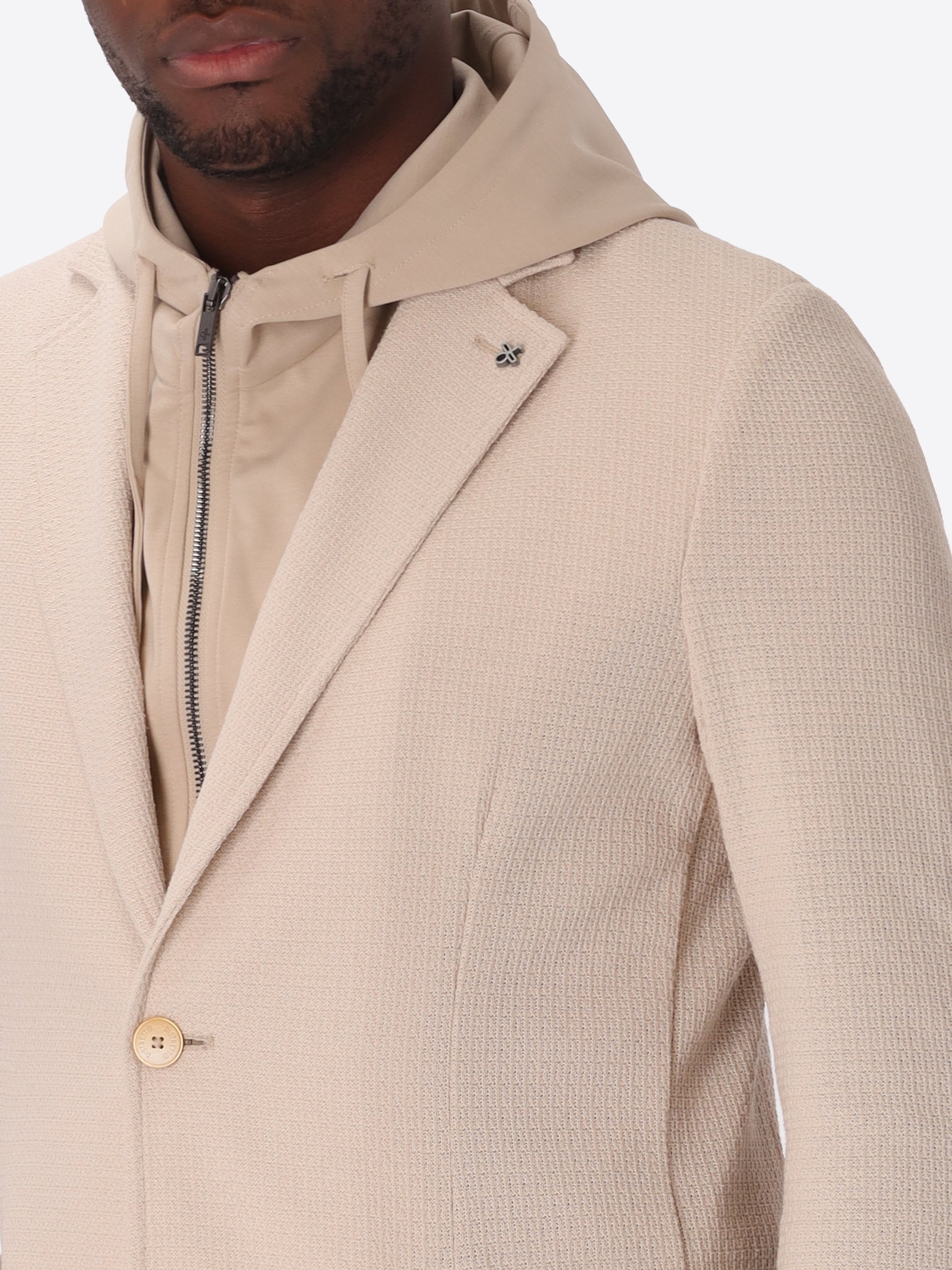 Jacket Rufino In Jersey Knit Stretch Fabric With Detachable Hooded Insert