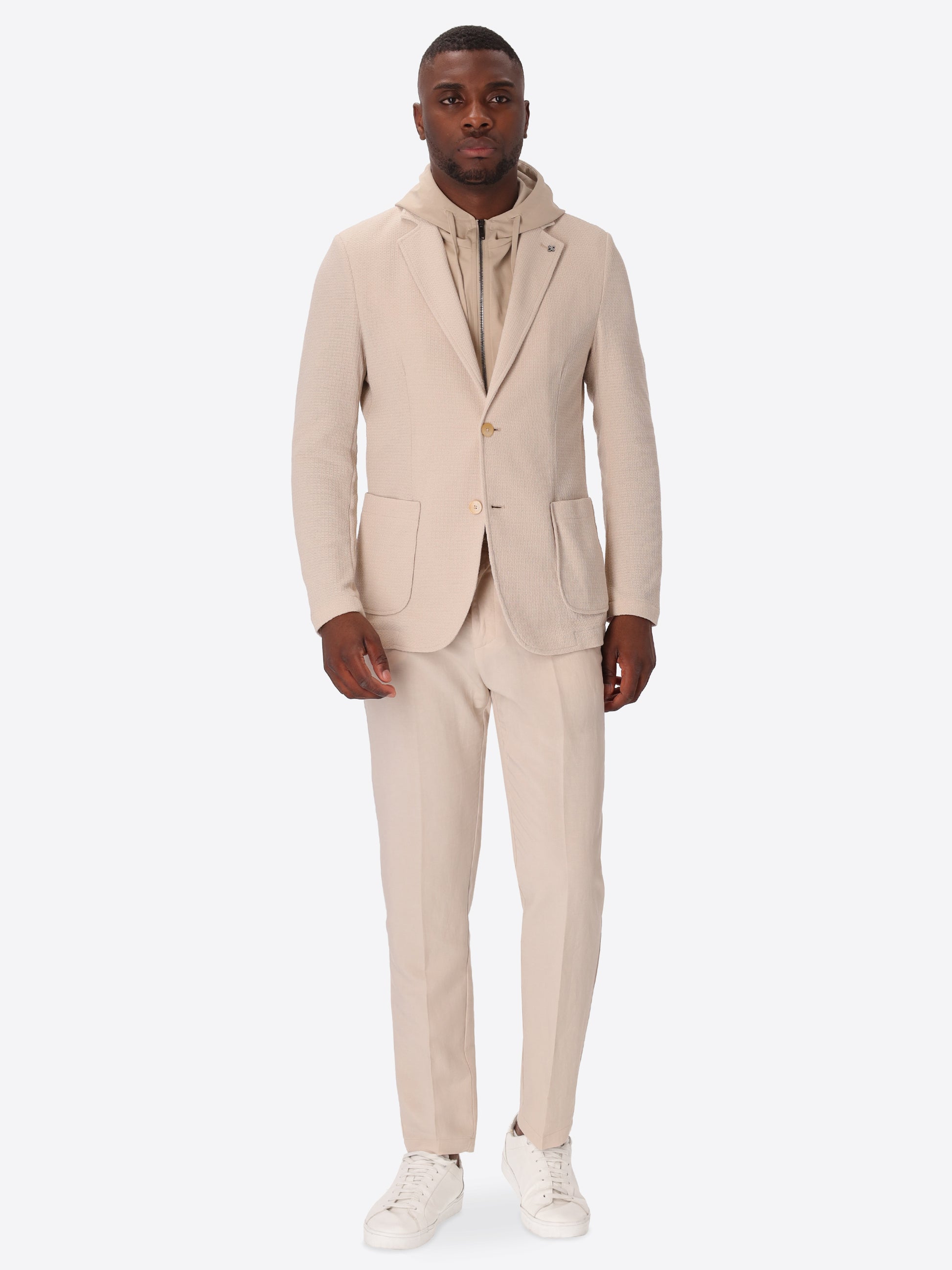 Jacket Rufino In Jersey Knit Stretch Fabric With Detachable Hooded Insert