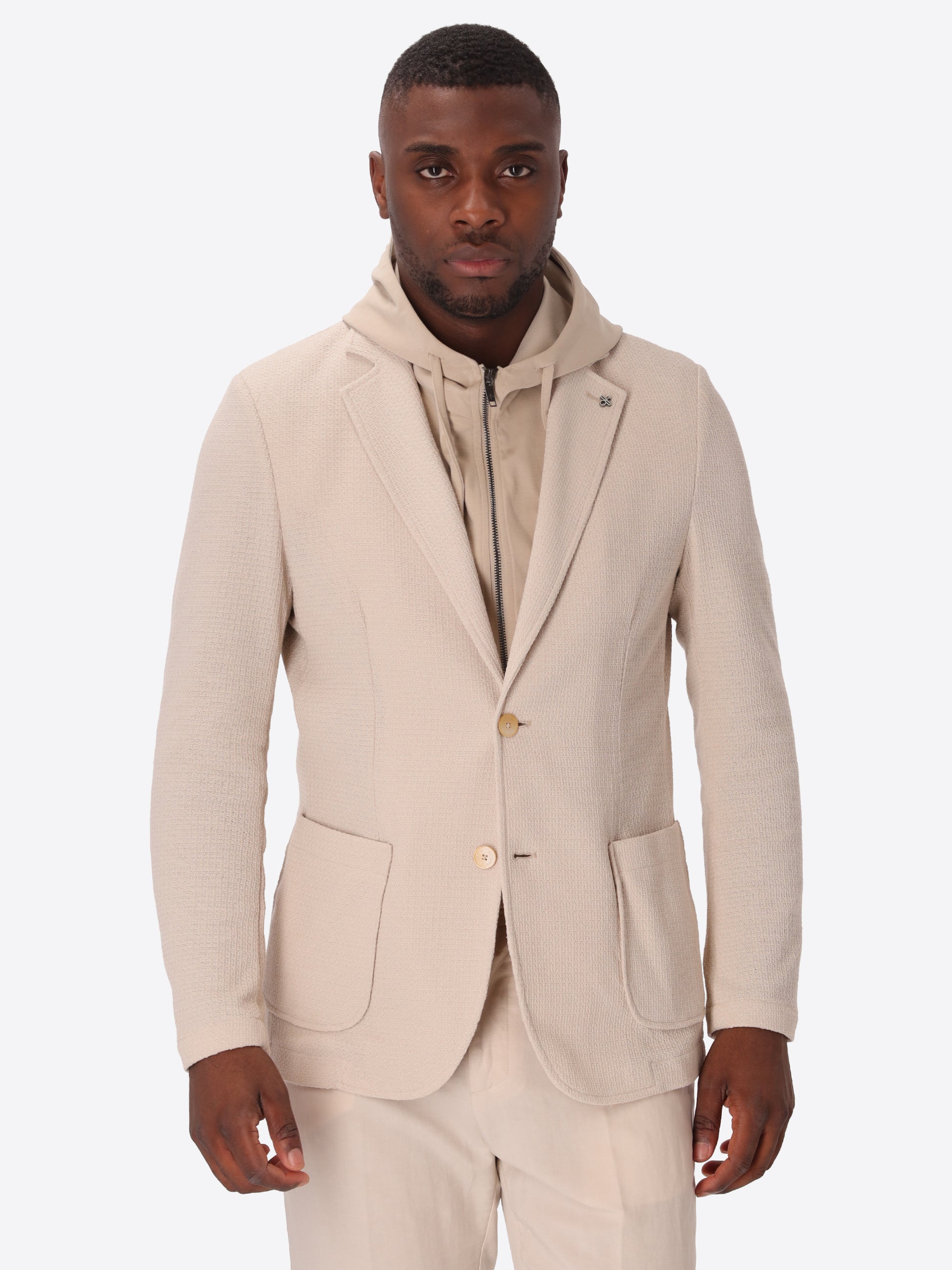 Jacket Rufino In Jersey Knit Stretch Fabric With Detachable Hooded Insert