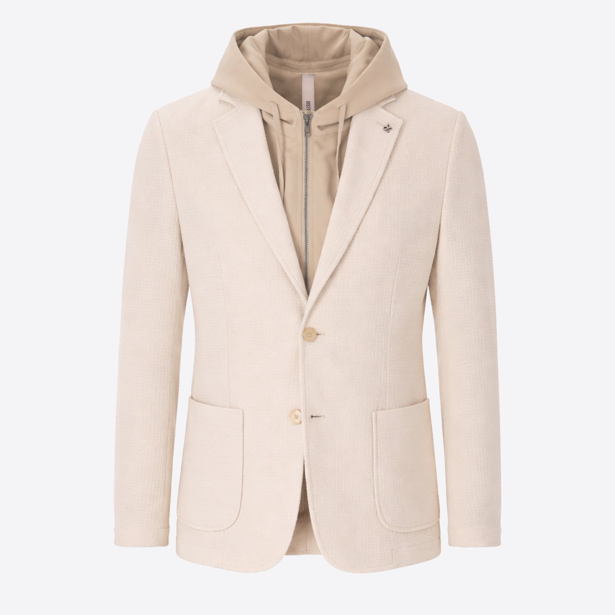 Jacket Rufino In Jersey Knit Stretch Fabric With Detachable Hooded Insert