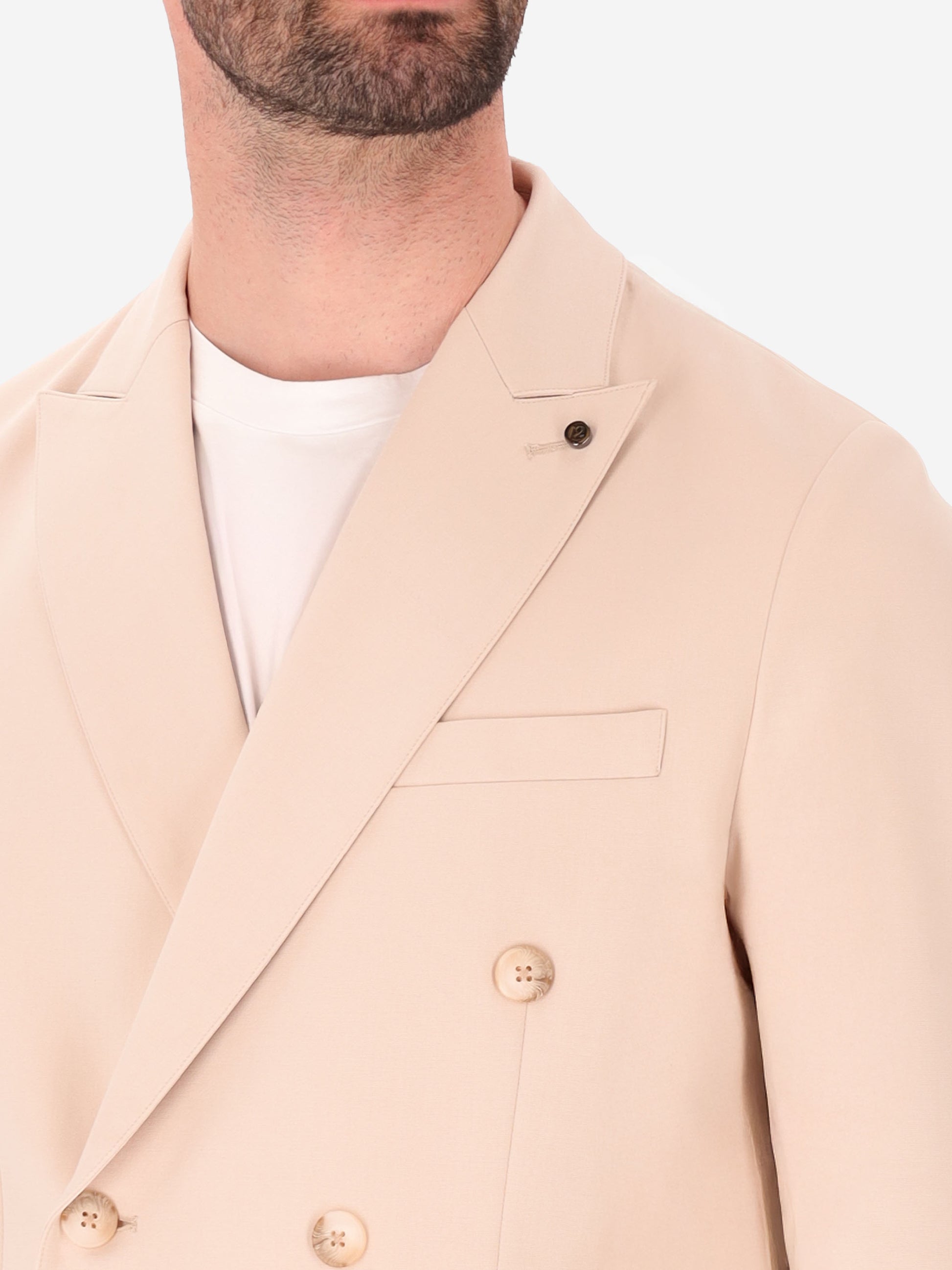 Technical Double-Breasted Jacket in Punto Milano Fabric