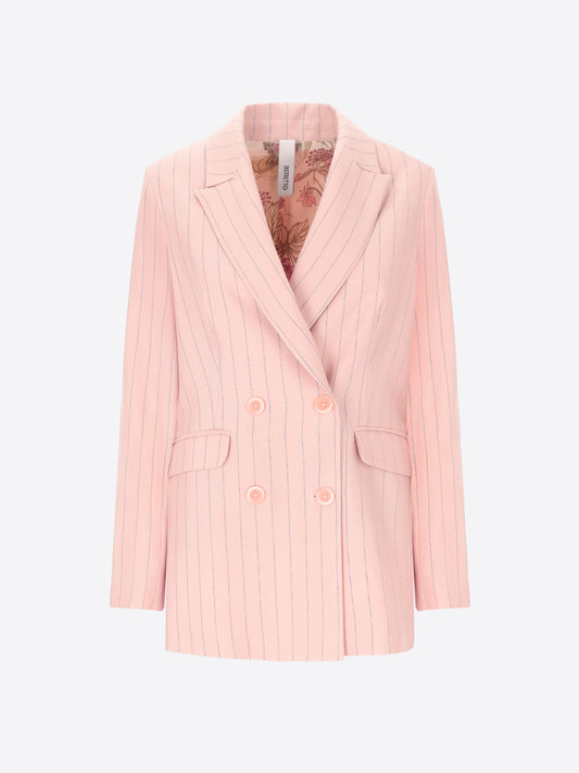Double-Breasted Jacket Azalea In Viscose Blend Double-Stripe Fabric - Woman