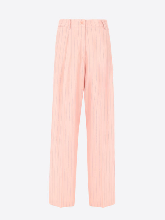 Over Trousers Azalea In Viscose Blend Double-Stripe Fabric - Woman