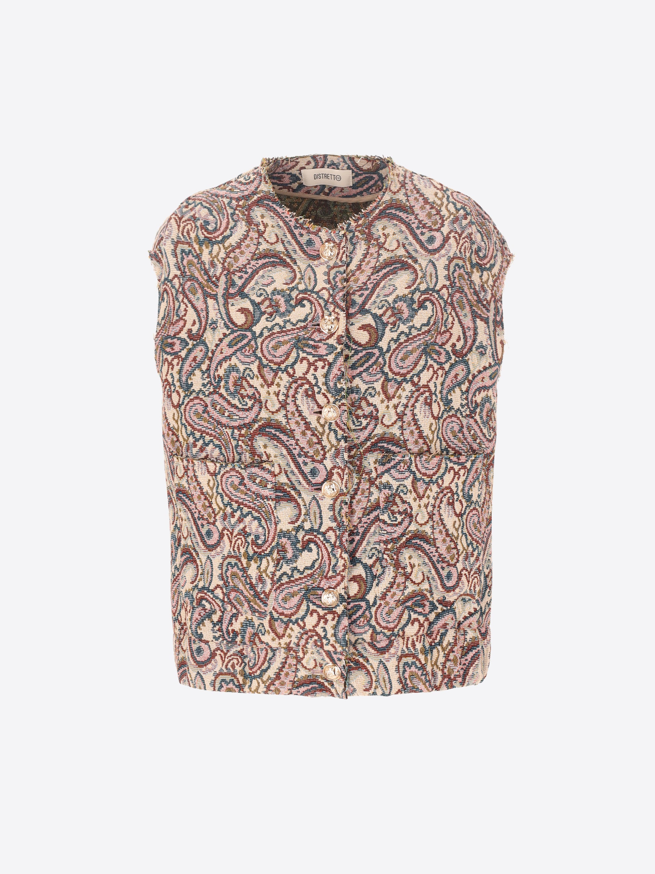 Aviator Vest Calla In Multicolour Cotton Jacquard Fabric - Woman