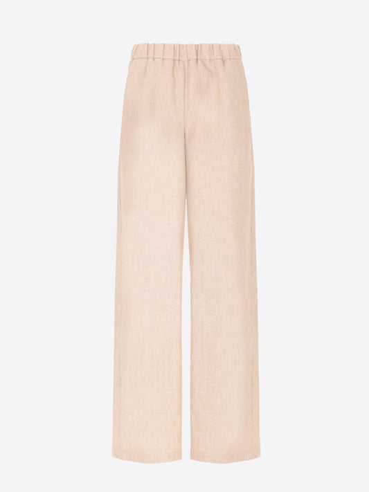 Elastic Palazzo Trousers In Linen-Blend Mélange Canvas Certo - Woman