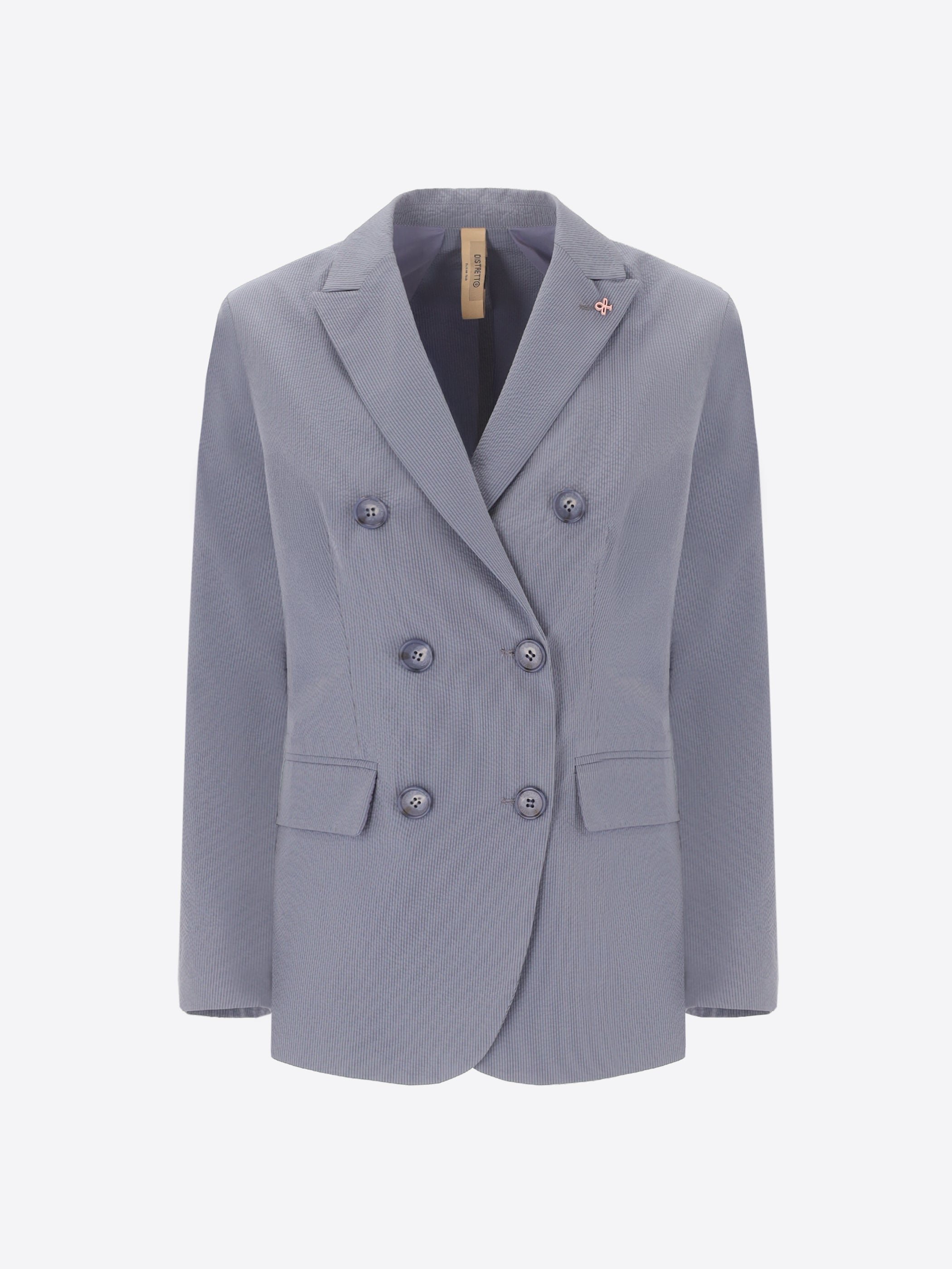 Double-Breasted Semi-Tailored Jacket Arezzo In Super-Comfort Embossed Fine-Striped Fabric - Woman