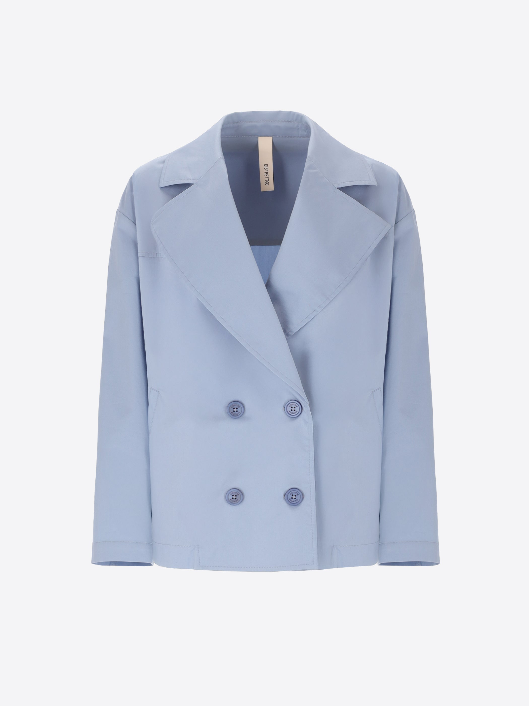 Double-Breasted Caban Grano In Stretch Cotton Poplin Fabric - Woman