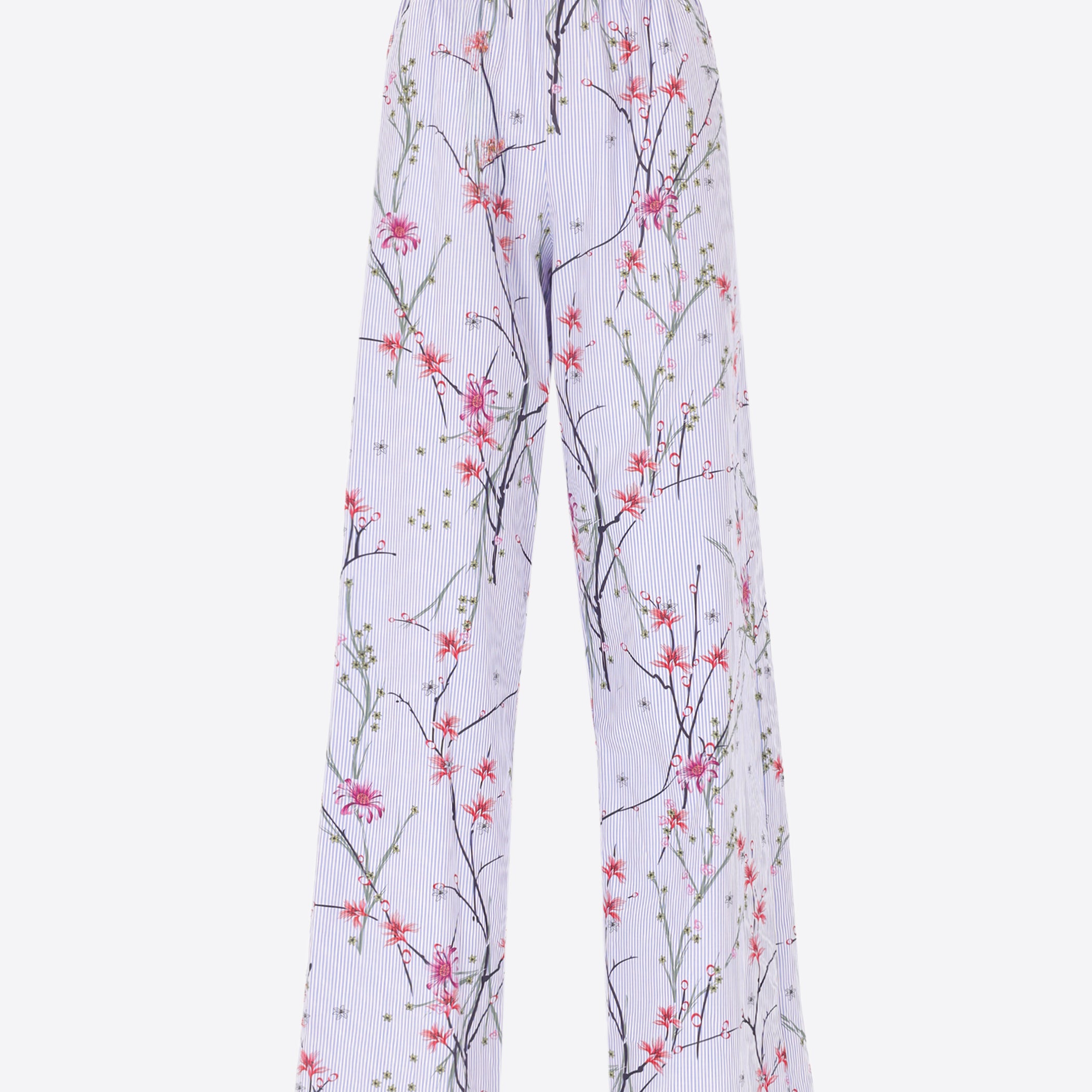 Tiglio Elastic Hose Aus Baumwollpopeline Mit Zweifarbigem Streifen- Und Blumenprint - Woman