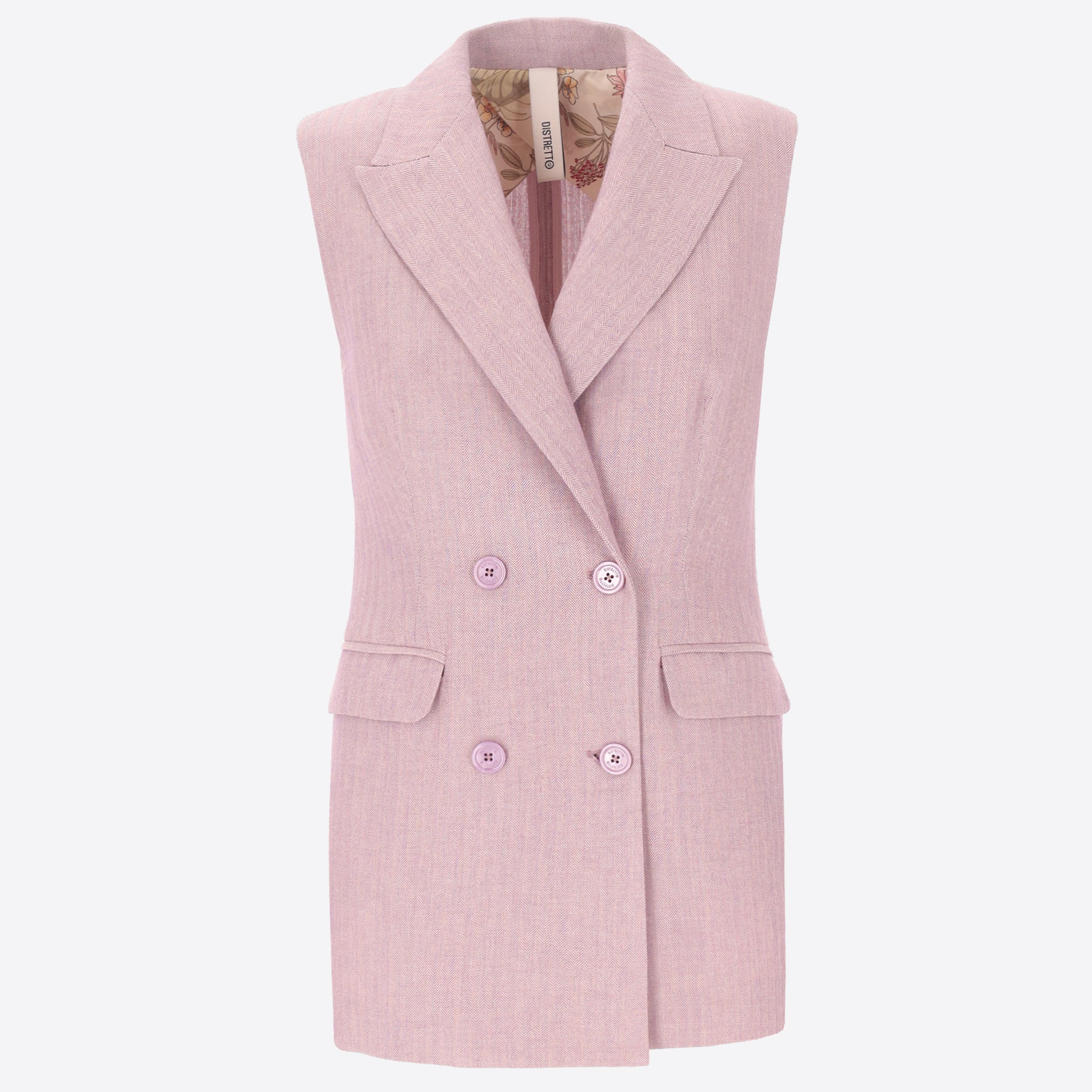 Double-Breasted Vest Trifoglio In Cotton-Viscose Blend Bicolor Herringbone Fabric - Woman