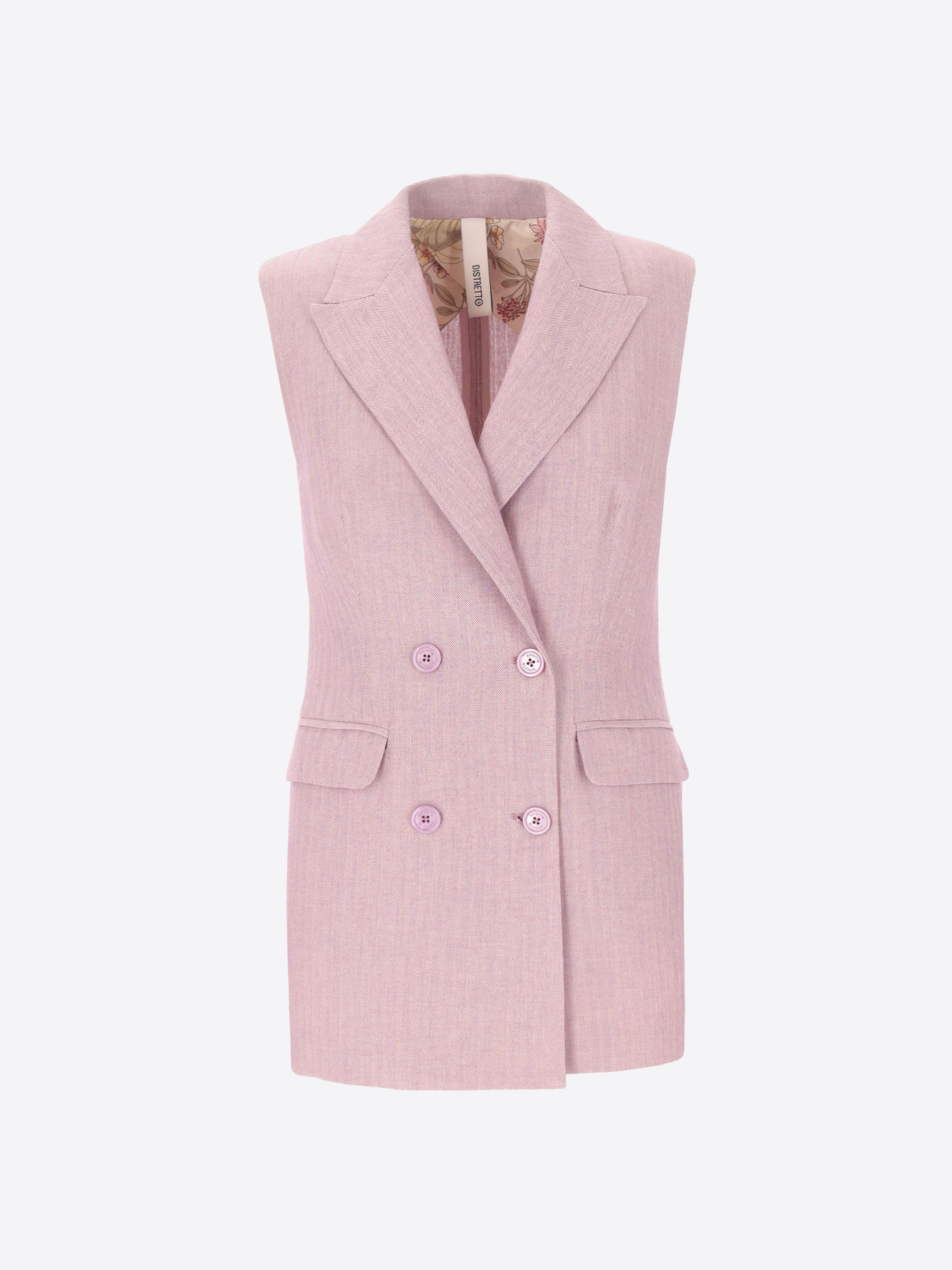 Double-Breasted Vest Trifoglio In Cotton-Viscose Blend Bicolor Herringbone Fabric - Woman