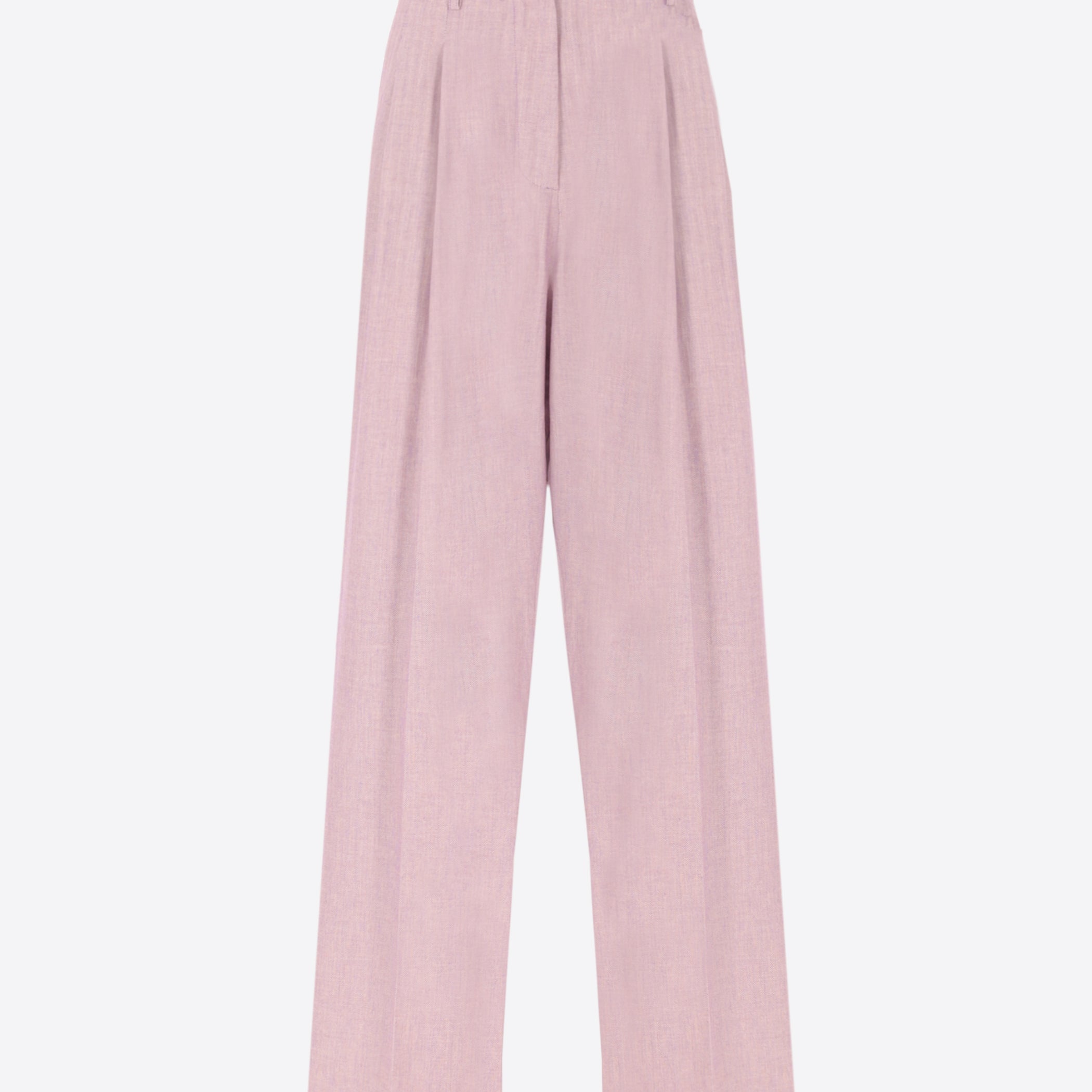 Pantaloni Over Con Pences Trifoglio In Tessuto Misto Cotone Viscosa Spina Bicolore - Woman