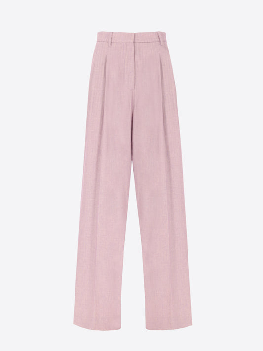 Over Trousers With Pleats Trifoglio In Cotton-Viscose Blend Bicolor Herringbone Fabric - Woman