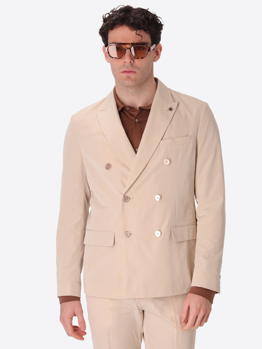 Double-Breasted Semi-Tailored Jacket Arezzo In Super-Comfort Embossed Fine Stripe Fabric