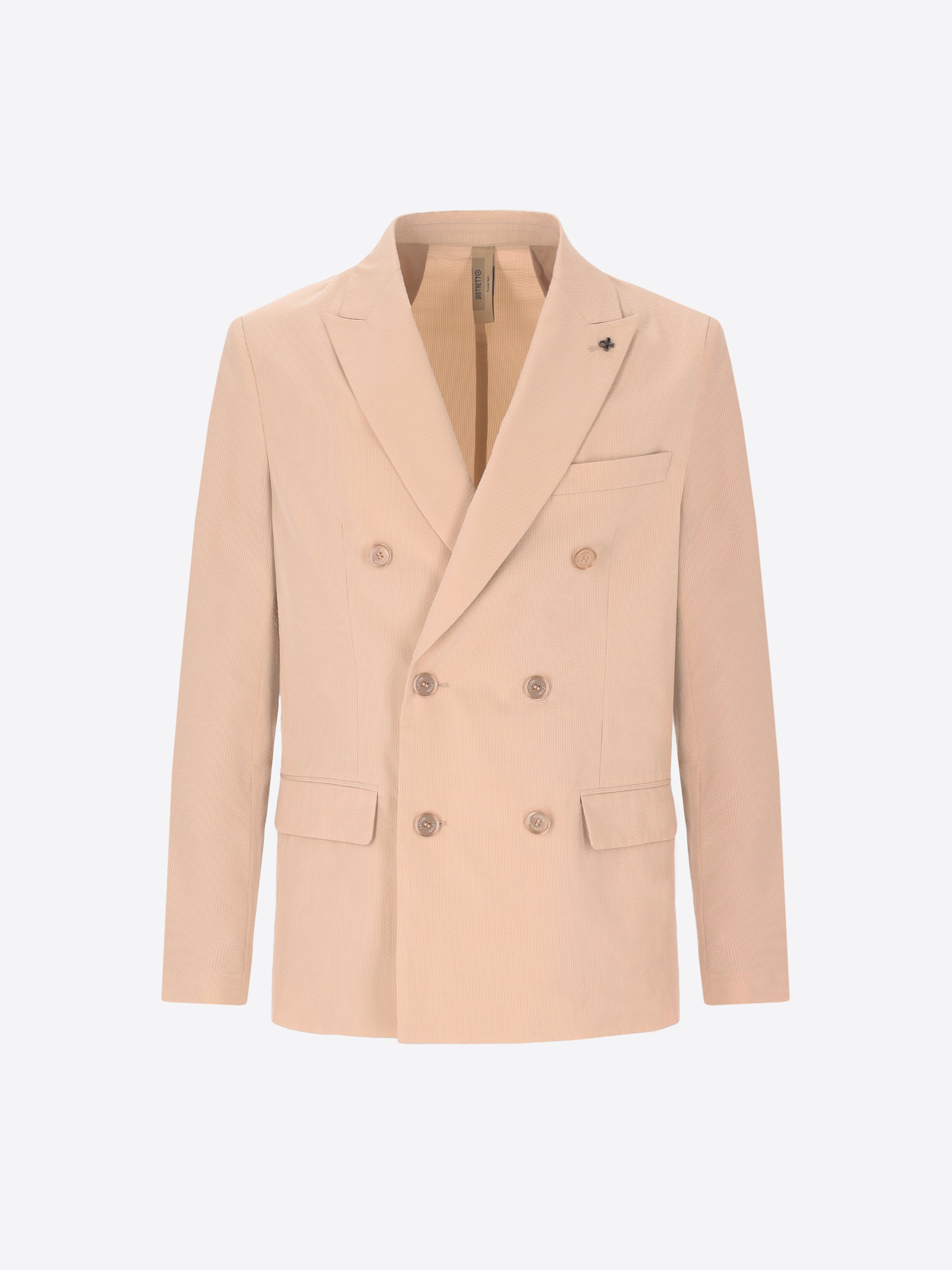 Giacca Doppiopetto Semi Sartoriale Arezzo In Tessuto Goffrato A Righe Sottili Super Comfort