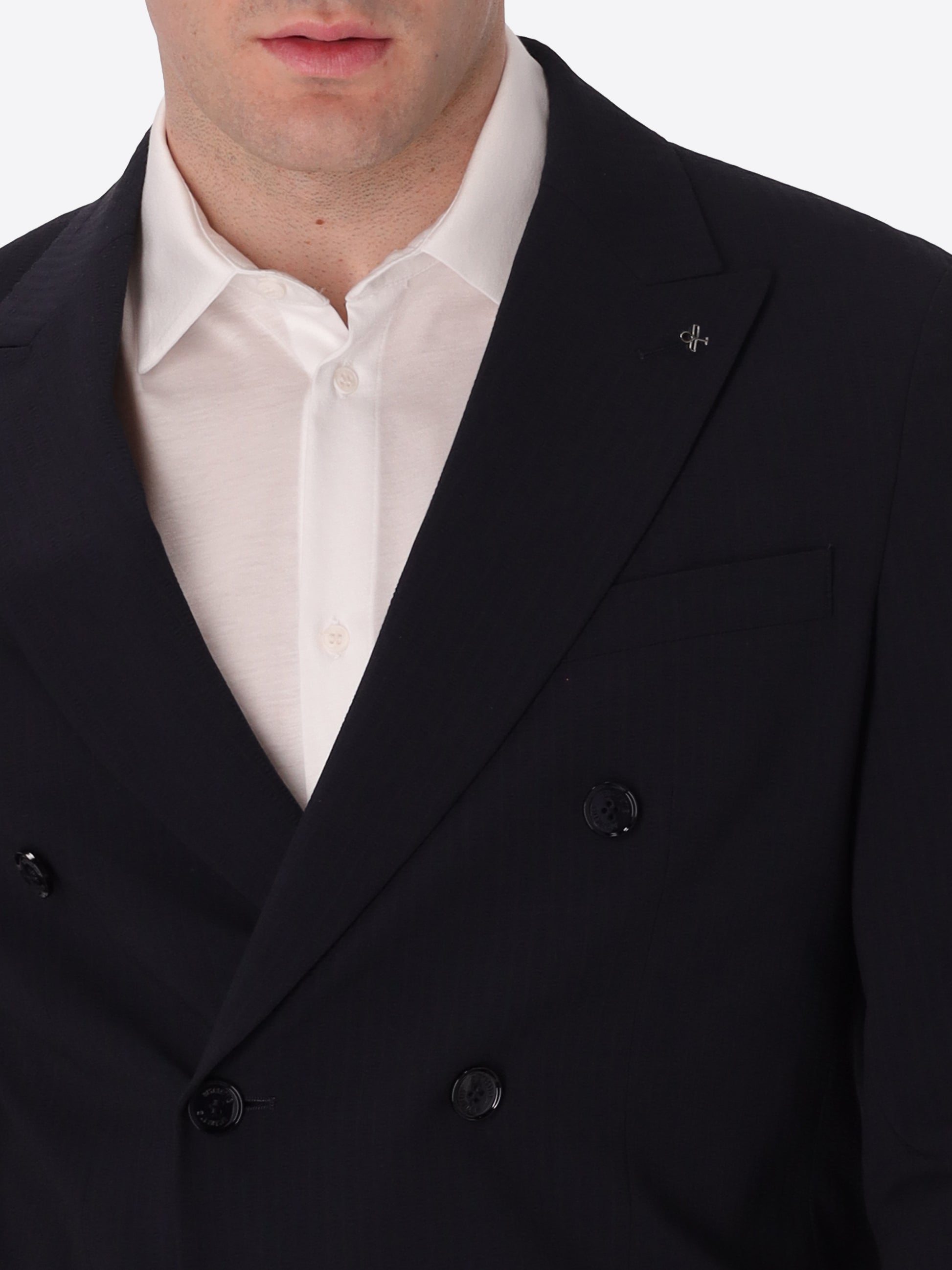 Double-Breasted Semi-Tailored Jacket Firenze In Super-Comfort Embossed Striped Fabric