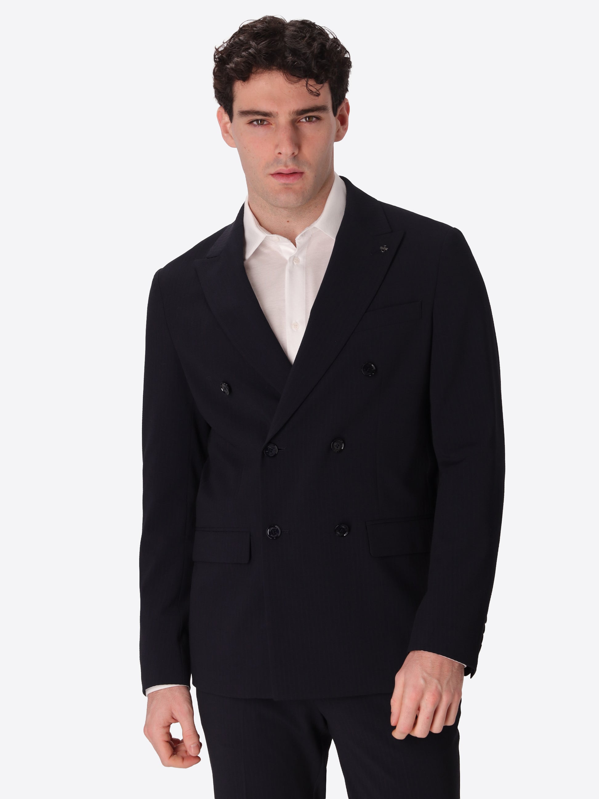 Double-Breasted Semi-Tailored Jacket Firenze In Super-Comfort Embossed Striped Fabric