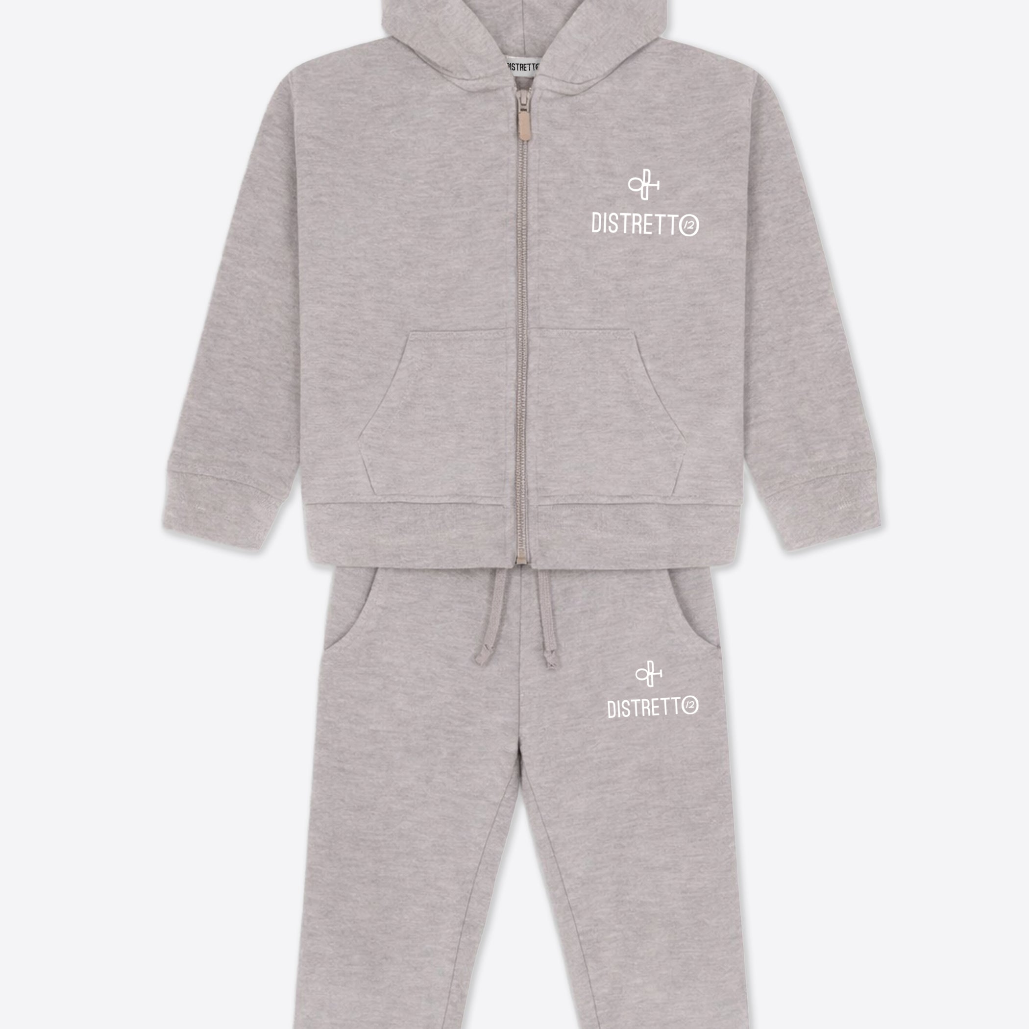 Kinder Trainingsanzug Grau Melange aus Baumwolle – Zip Hoodie & Hose