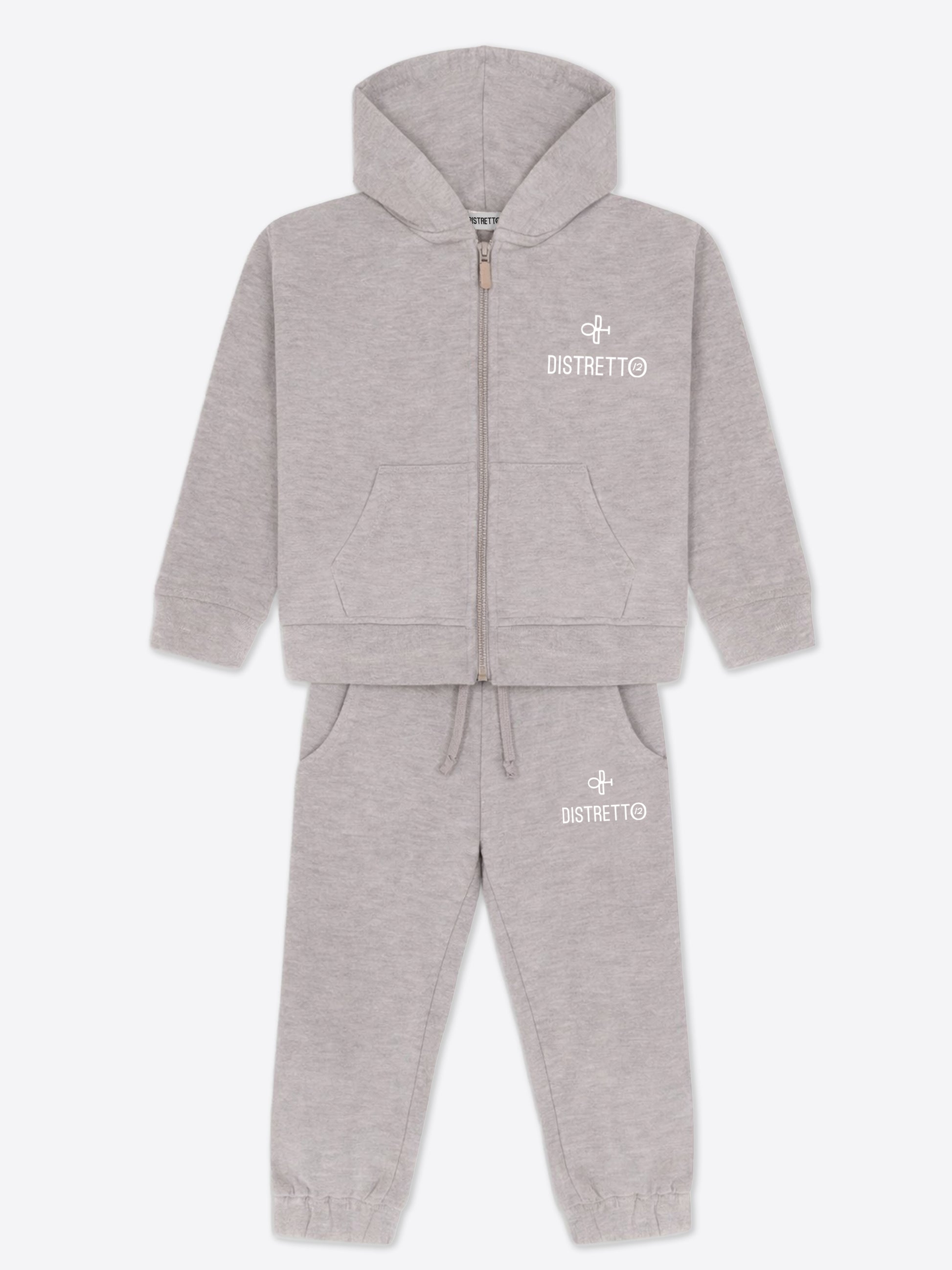 Kinder Trainingsanzug Grau Melange aus Baumwolle – Zip Hoodie & Hose